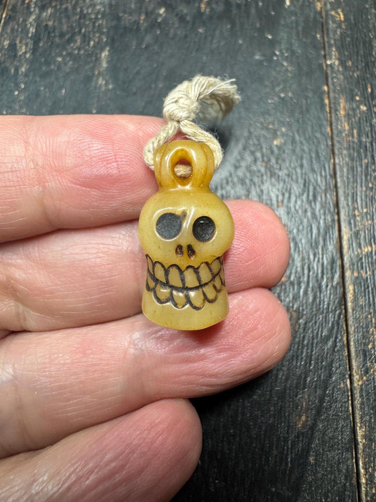 Hand Carved Yak Bone Skull Pendant – Tibetan Style Protective Amulet Charm with Natural Cord