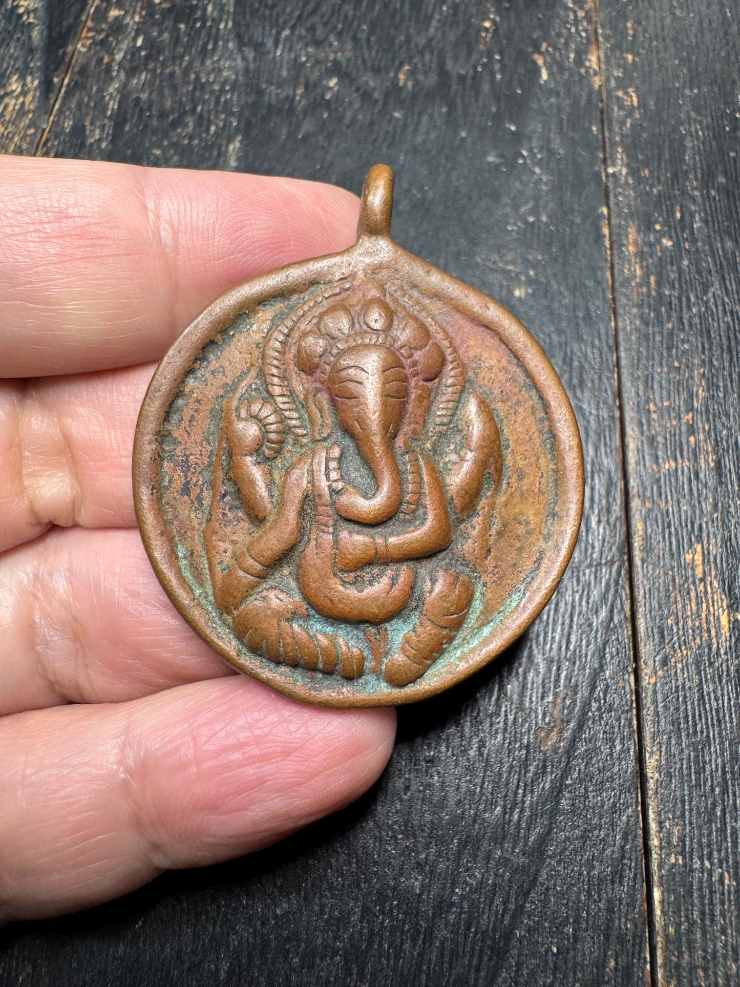 Handmade Nepalese Nine Palace Bagua Bronze Pendant with Ganesha Reverse - Tibetan Buddhist Feng Shui Amulet for Prosperity & Protection