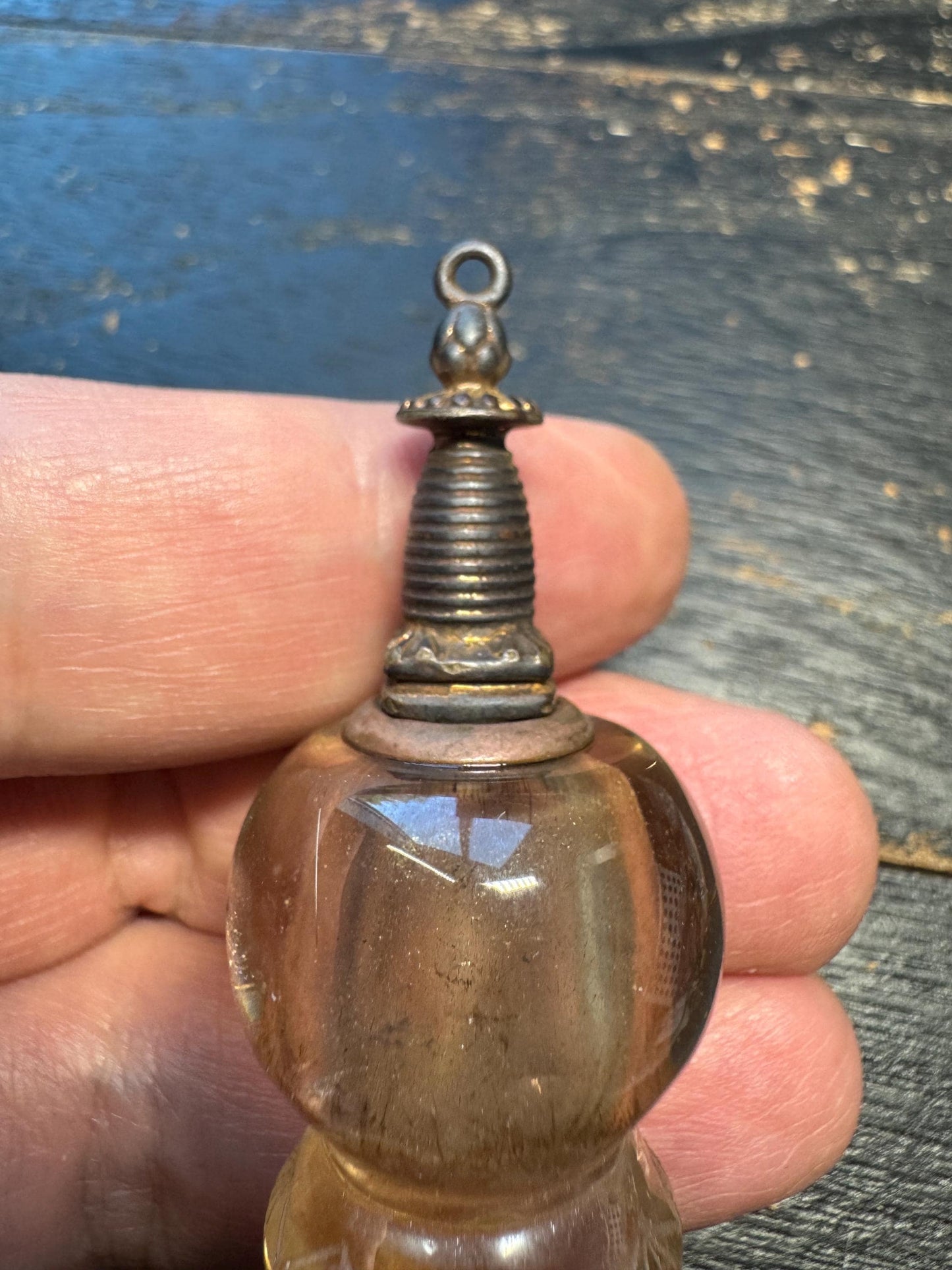 Tibetan Buddhist Amulet Crystal Stupa Pendant Rock Crystal Pagoda Gau Shrine Portable Prayer Tower