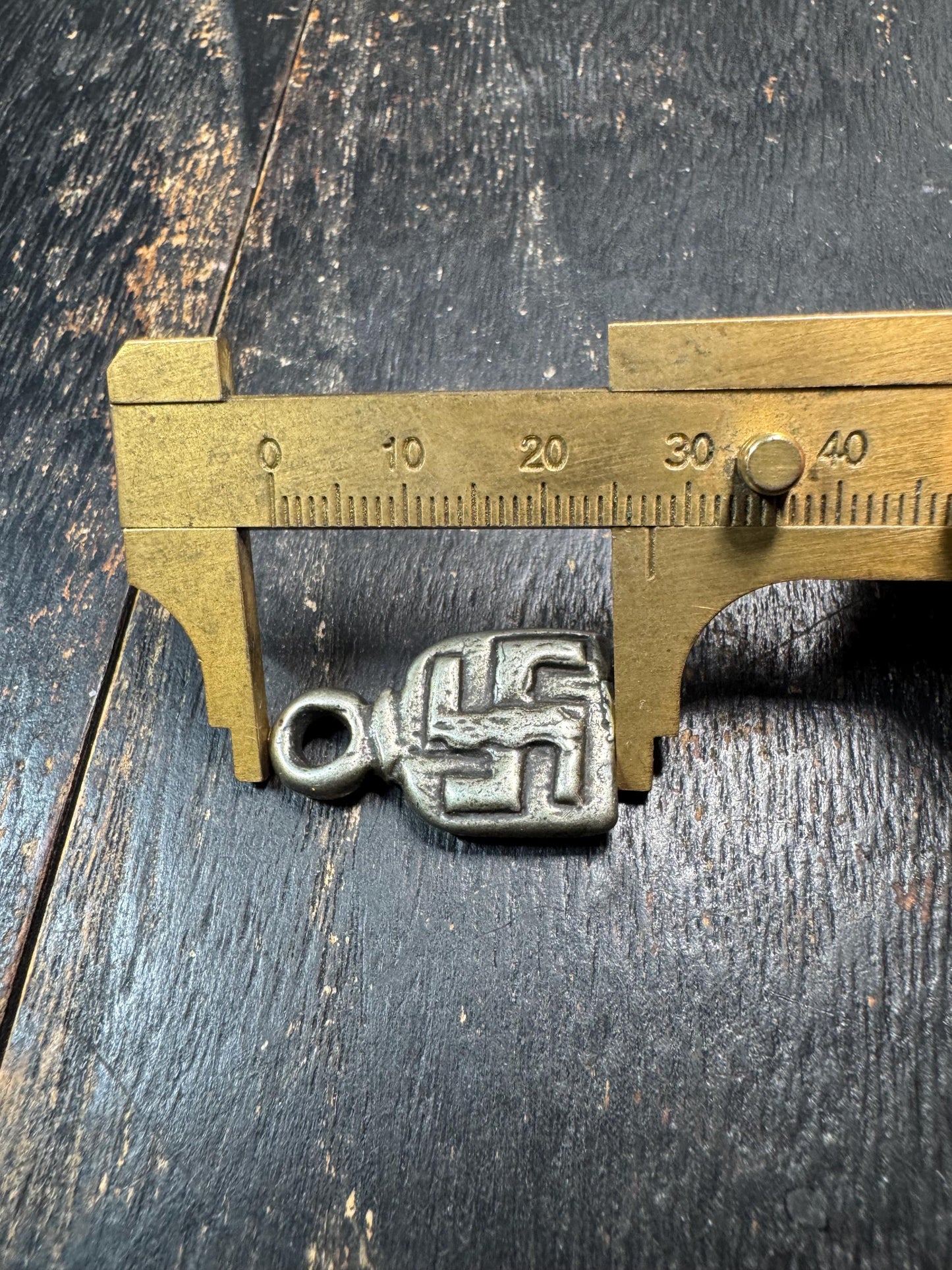 Tibetan Eight Auspicious Symbol Amulet Pendant White Brass – Buddhist Swastika Manji Back – Protection Talisman Himalayan Charm