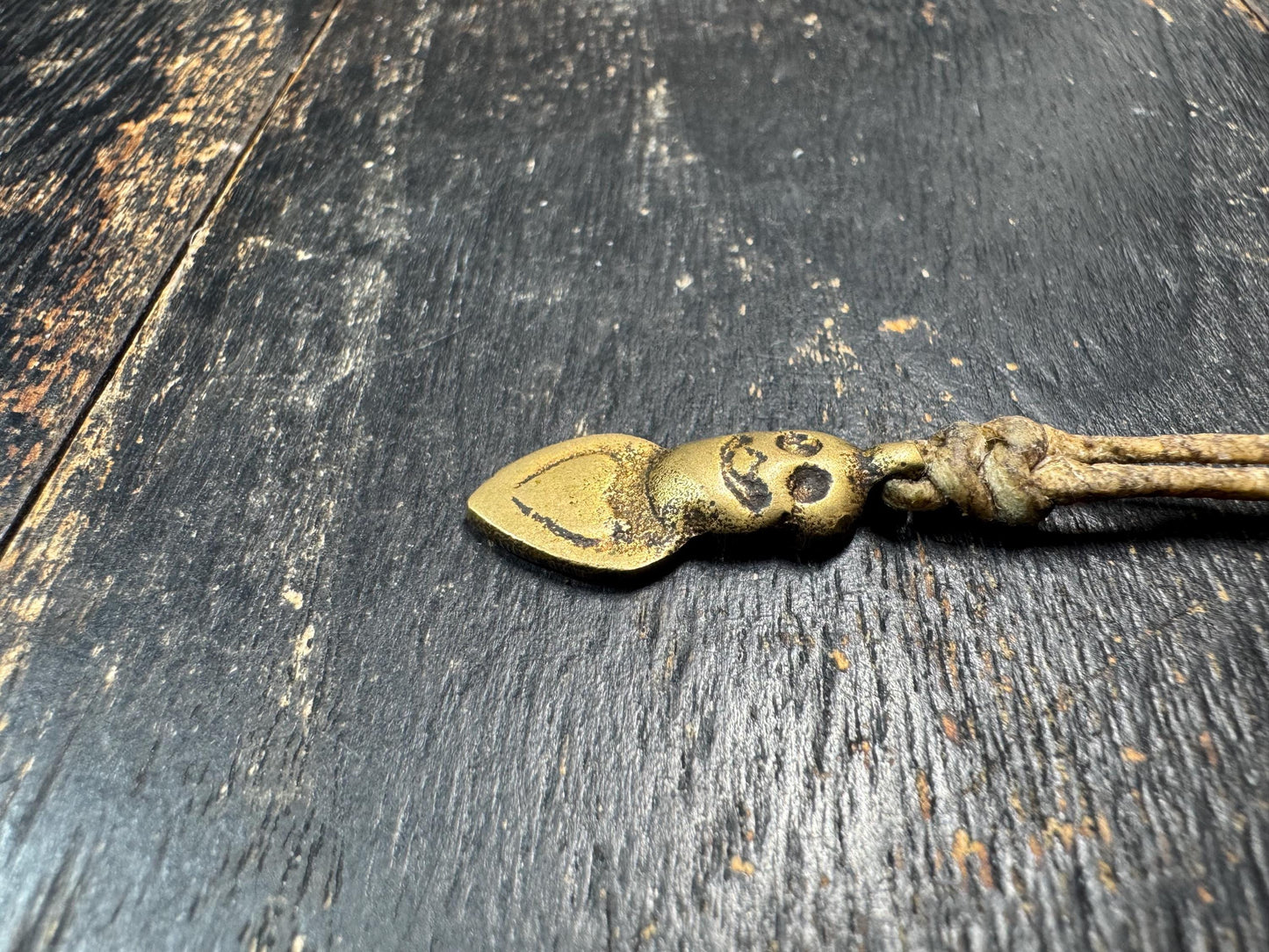Tibetan Chitipati Skull Brass Pendant with Cord – Cemetery Guardian Amulet – Tantric Protection Talisman Himalayan Jewelry