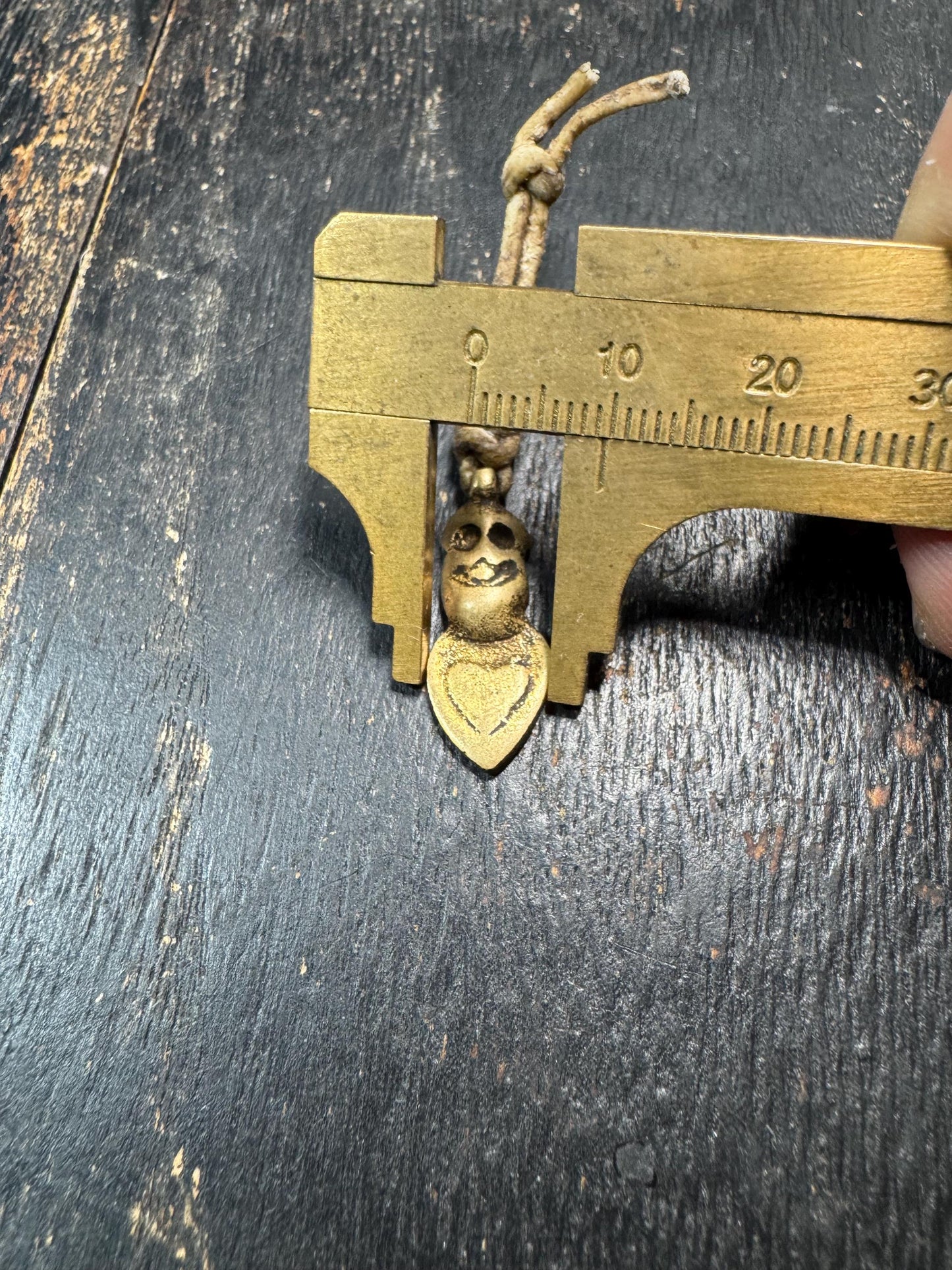 Tibetan Chitipati Skull Brass Pendant with Cord – Cemetery Guardian Amulet – Tantric Protection Talisman Himalayan Jewelry