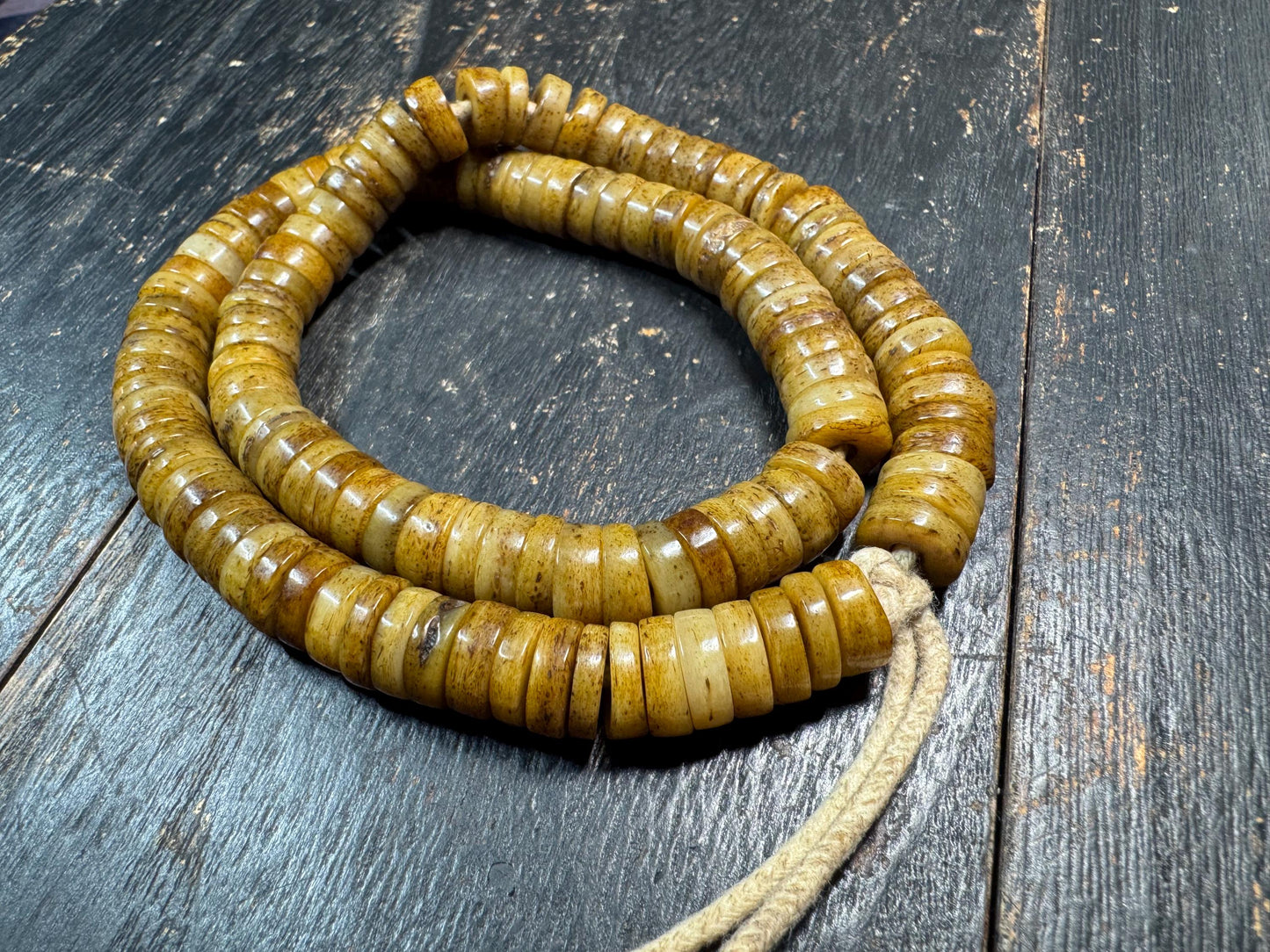 108 Yak Bone Mala Beads 10mm – Tibetan Buddhist Prayer Beads Necklace – Natural Bone Meditation Mala 18-19 Inches