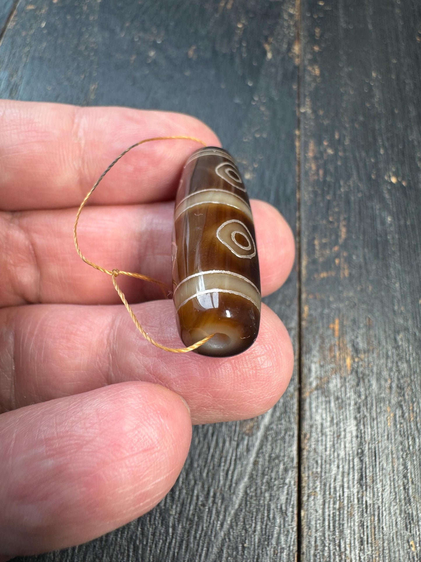 Tibetan Agate Dzi Bead Pendant | Traditional Eye Dzi Amulet | Himalayan Protection Talisman Bead | Collector Dzi for Mala or Necklace