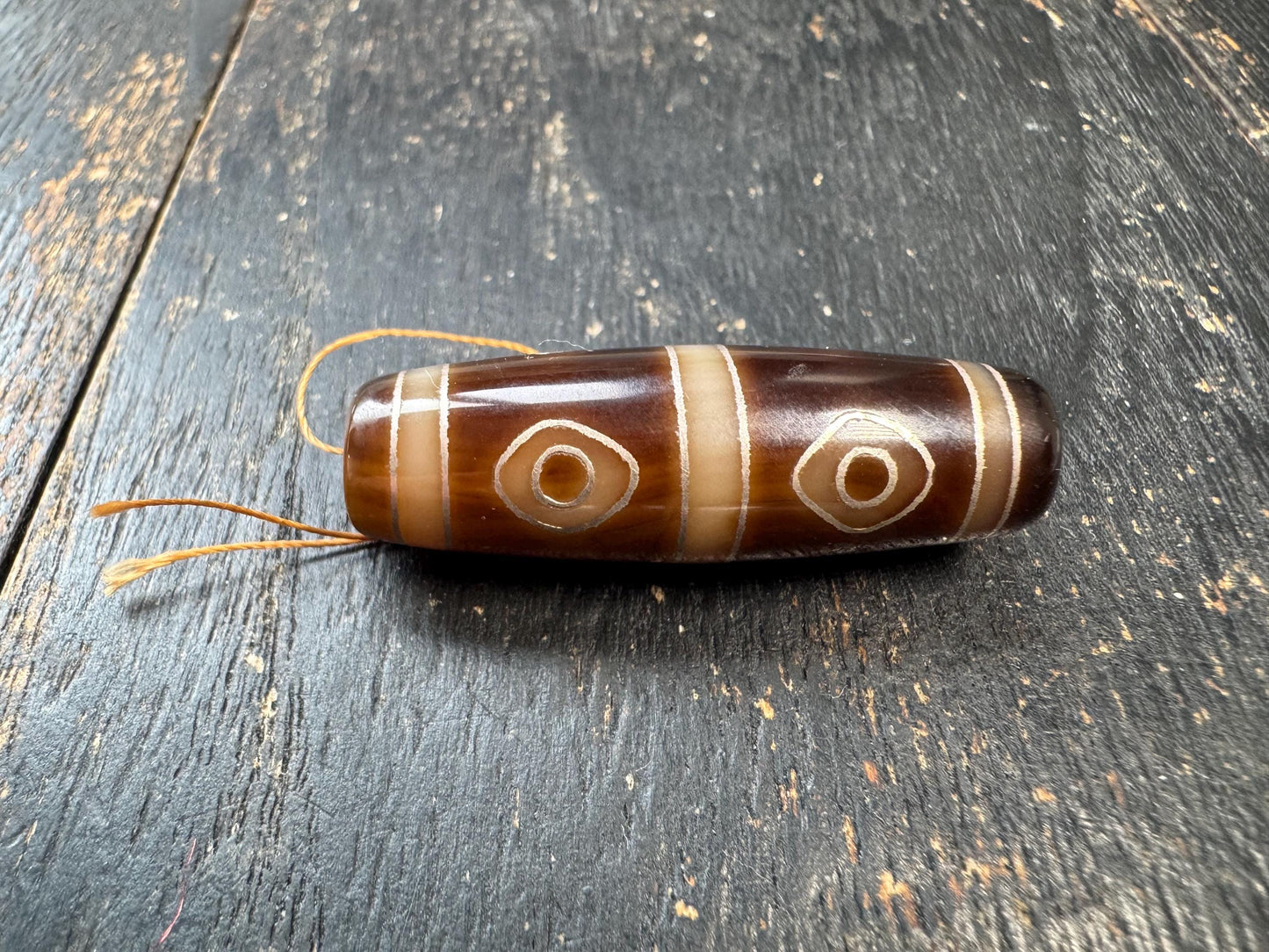Tibetan Agate Dzi Bead Pendant | Traditional Eye Dzi Amulet | Himalayan Protection Talisman Bead | Collector Dzi for Mala or Necklace