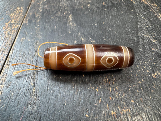 Tibetan Agate Dzi Bead Pendant | Traditional Eye Dzi Amulet | Himalayan Protection Talisman Bead | Collector Dzi for Mala or Necklace