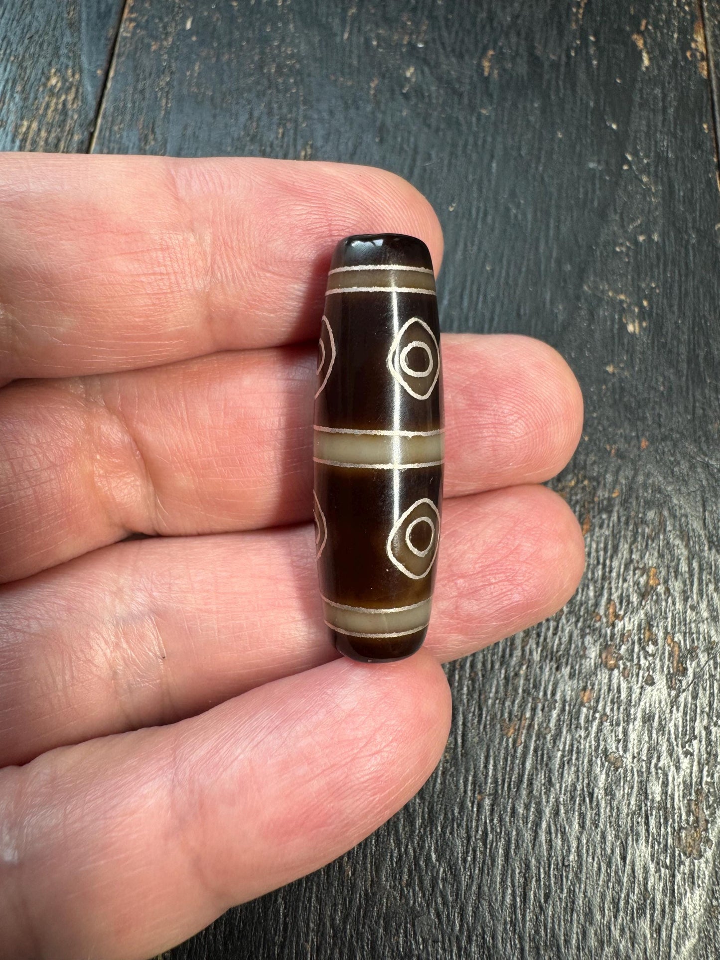 Tibetan Agate Dzi Bead Pendant | Traditional Eye Dzi Amulet | Himalayan Protection Talisman Bead | Collector Dzi for Mala or Necklace