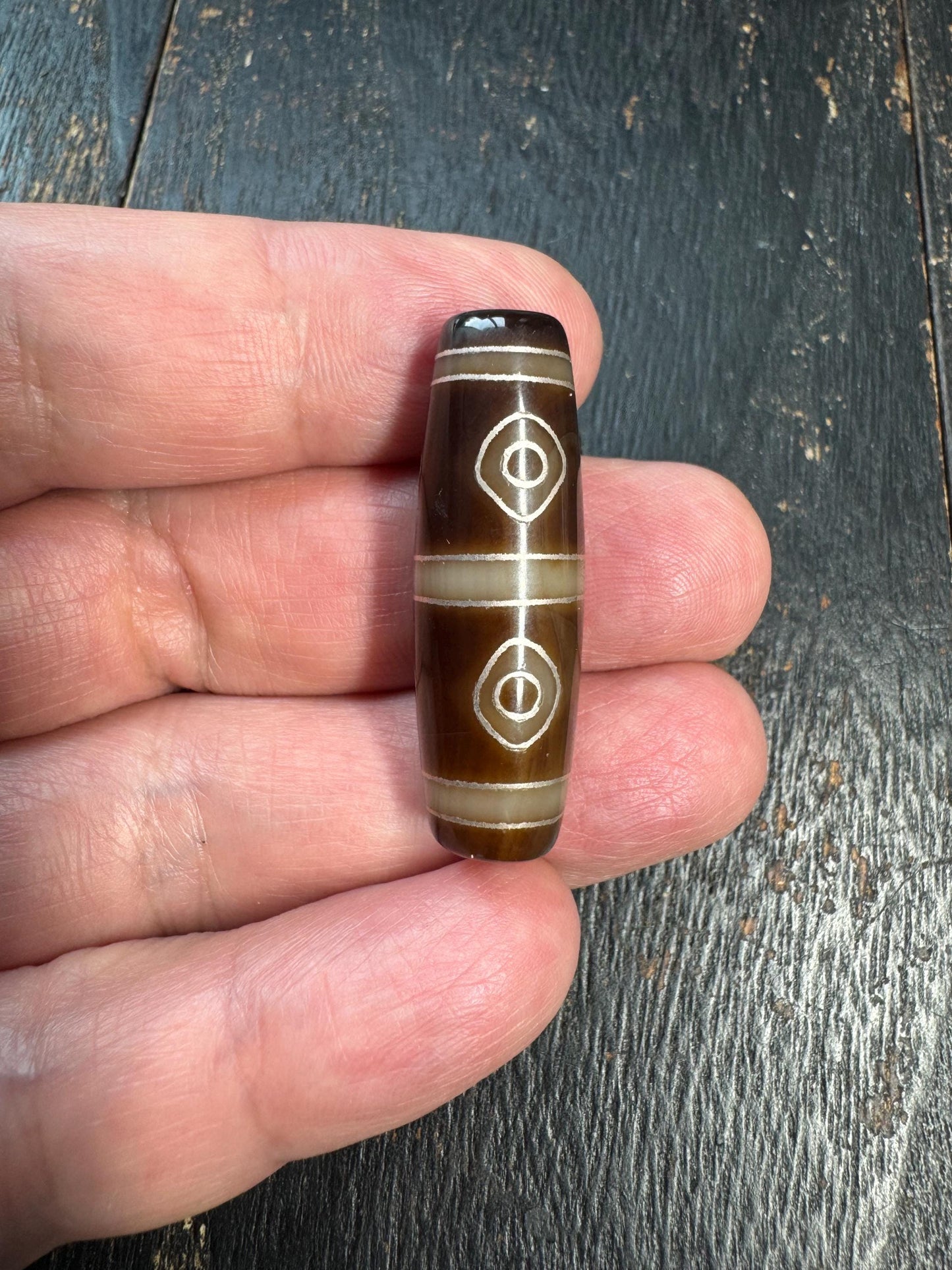 Tibetan Agate Dzi Bead Pendant | Traditional Eye Dzi Amulet | Himalayan Protection Talisman Bead | Collector Dzi for Mala or Necklace