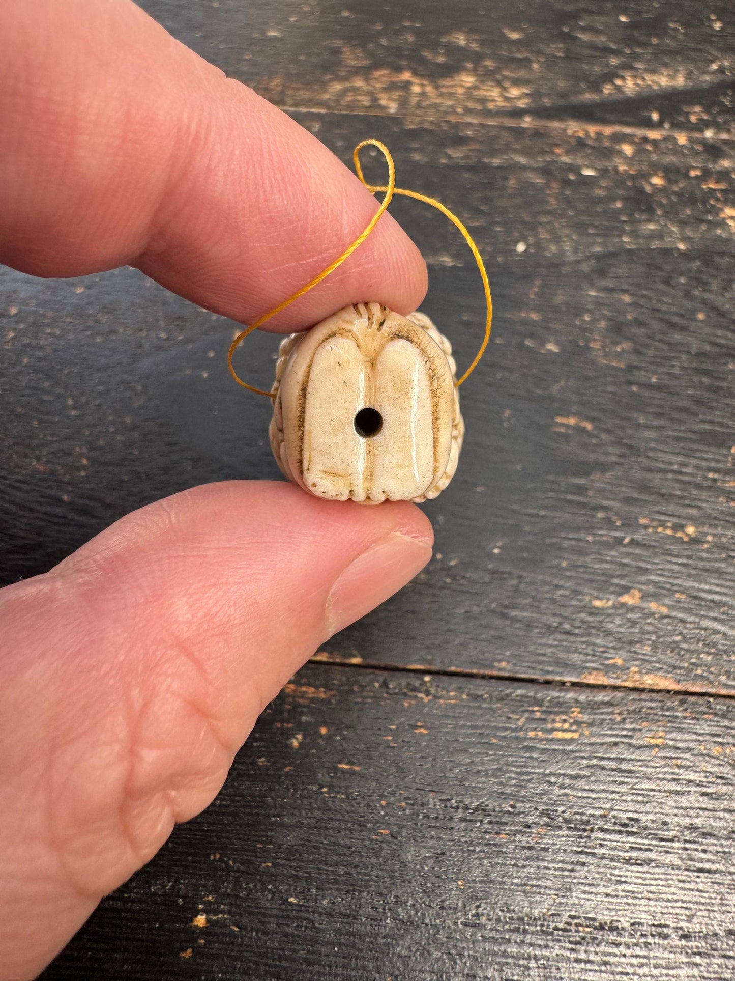 Hand Carved Deer Antler Foo Dog Pendant | Chinese Guardian Lion Shishi | Protection Amulet Necklace Bead