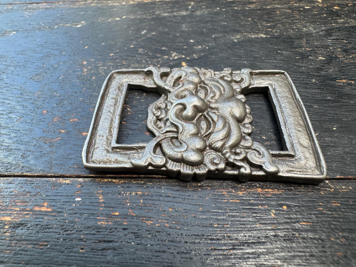 Antique Iron Tibetan Sutra Book Clasp, Temple Guardian Face Protector, Buddhist Scripture Buckle, Himalayan Ritual Amulet