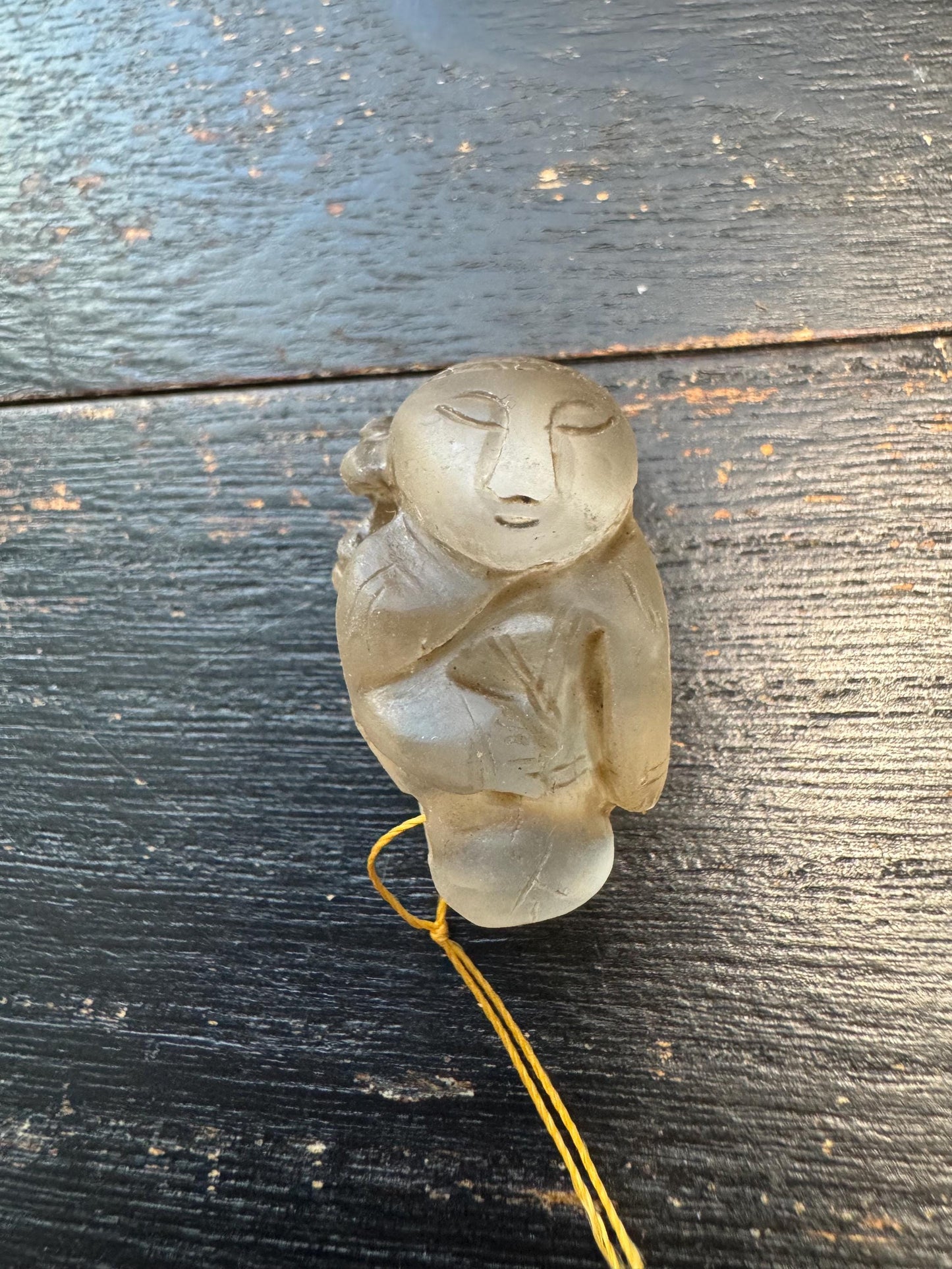 Hand-Carved Crystal Tongzi Pendant | Nepalese Child Boy Amulet Figure | Tibetan Spiritual Mala Focal Charm