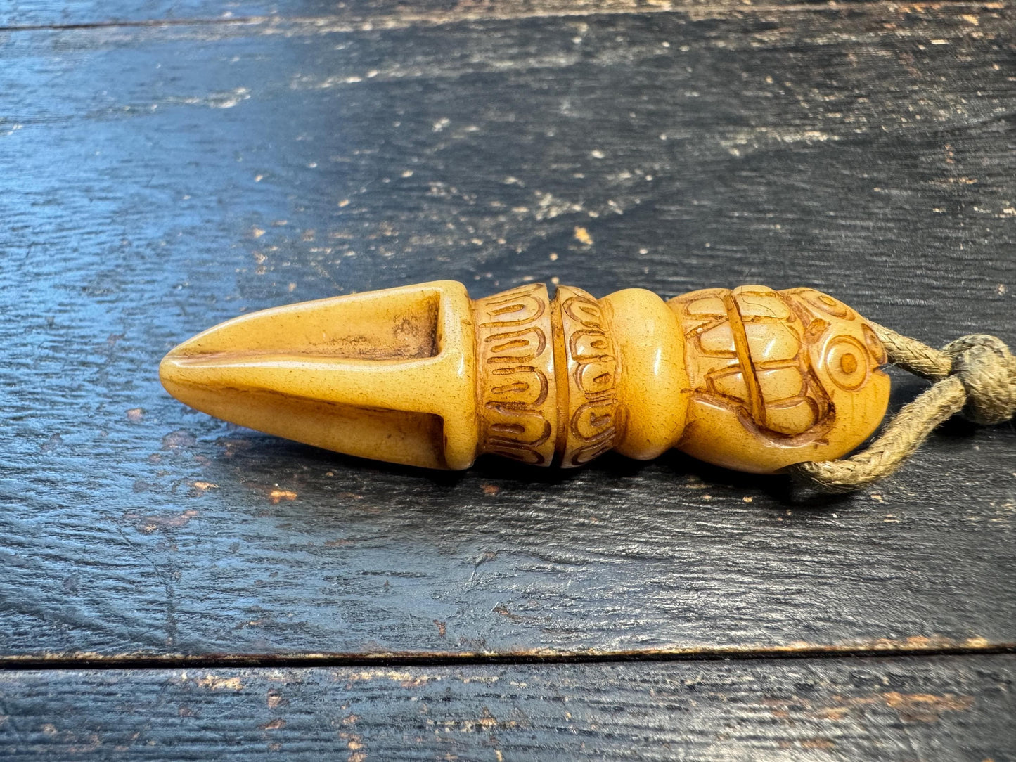 Hand-carved Tibetan Yak Bone Phurba (Vajrakilaya Dagger) Protection Amulet Pendant - Himalayan Ritual Talisman