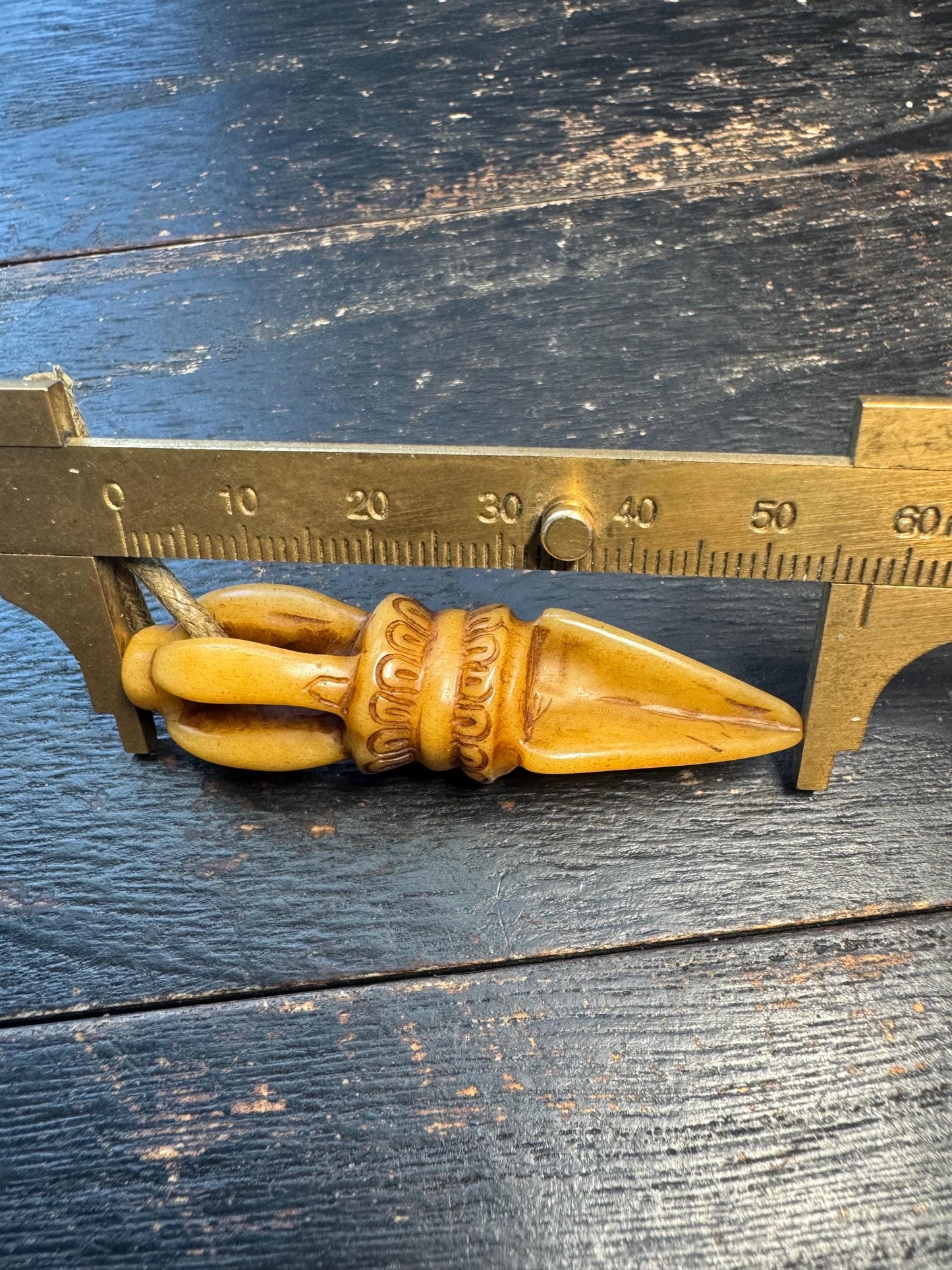 Hand-Carved Tibetan Yak Bone Phurba Dagger Pendant - Vajrakilaya Protection Amulet with Triple-Prong Base
