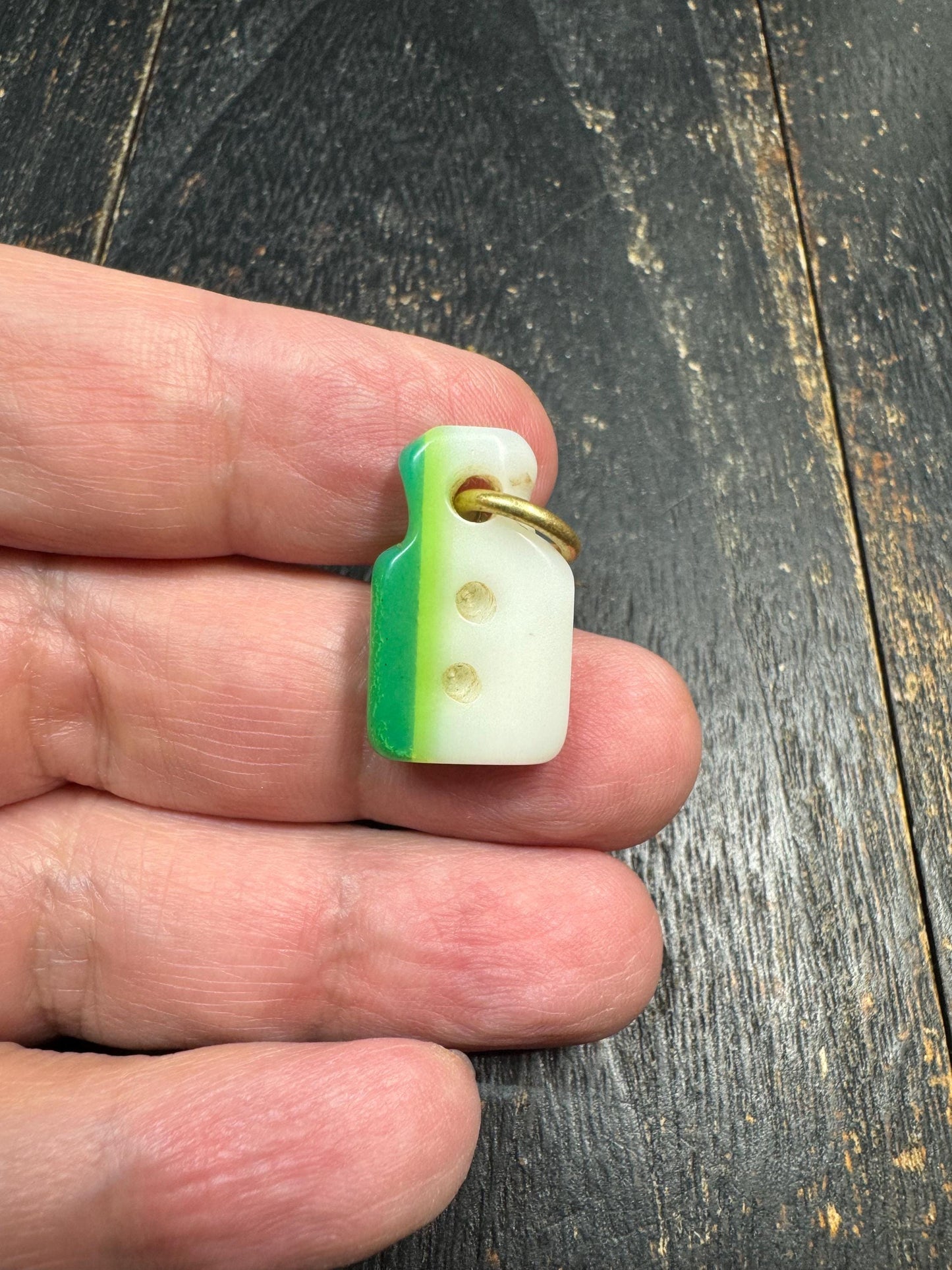 Vintage Mahjong Tile Pendant with Mantra Dots – Upcycled Game Piece Amulet Charm – Tibetan Style Prayer Pendant – Unique Rustic Jewelry