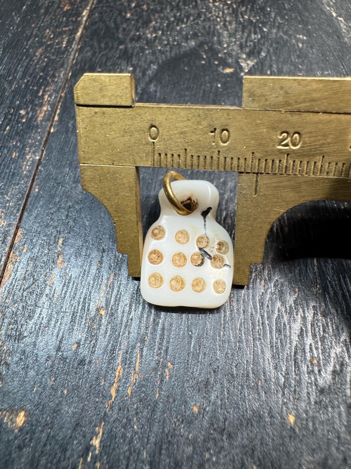 Vintage Mahjong Tile Pendant – Upcycled Mahjong Charm with Mantra Dot Design – Rustic Spiritual Amulet – Unique Asian Folk Jewelry