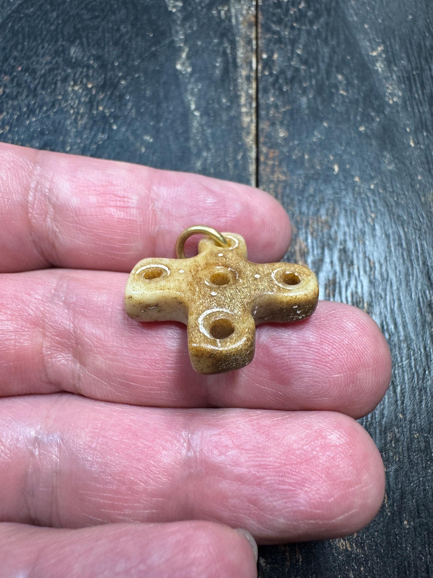 Hand Carved Yak Bone Cross Pendant – Himalayan Tribal Protection Amulet – Rustic Spiritual Talisman – Tibetan Inspired Bone Jewelry