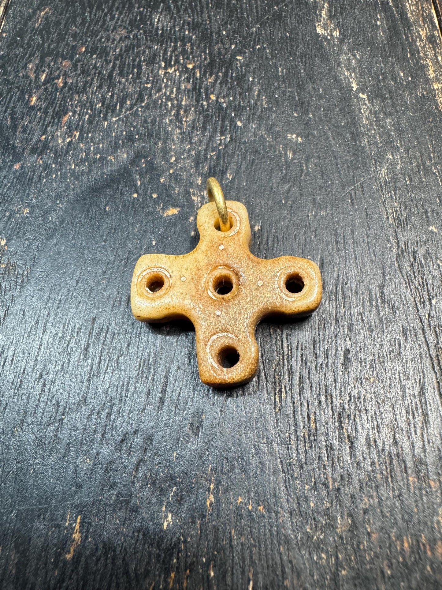 Hand Carved Yak Bone Cross Pendant – Himalayan Tribal Protection Amulet – Rustic Spiritual Talisman – Tibetan Inspired Bone Jewelry