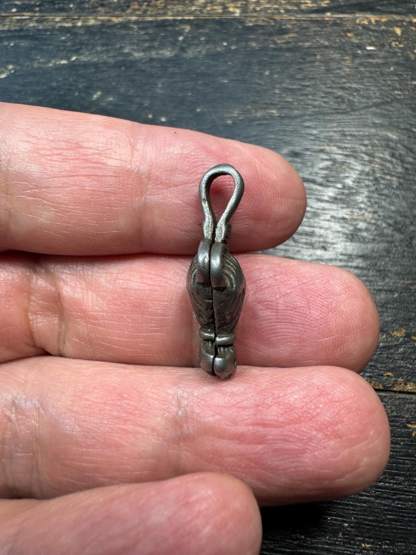 Tibetan Sky Iron Treasure Vase Pendant – Thokcha Style Amulet, Himalayan Talisman Charm, Rustic Sacred Symbol Pendant