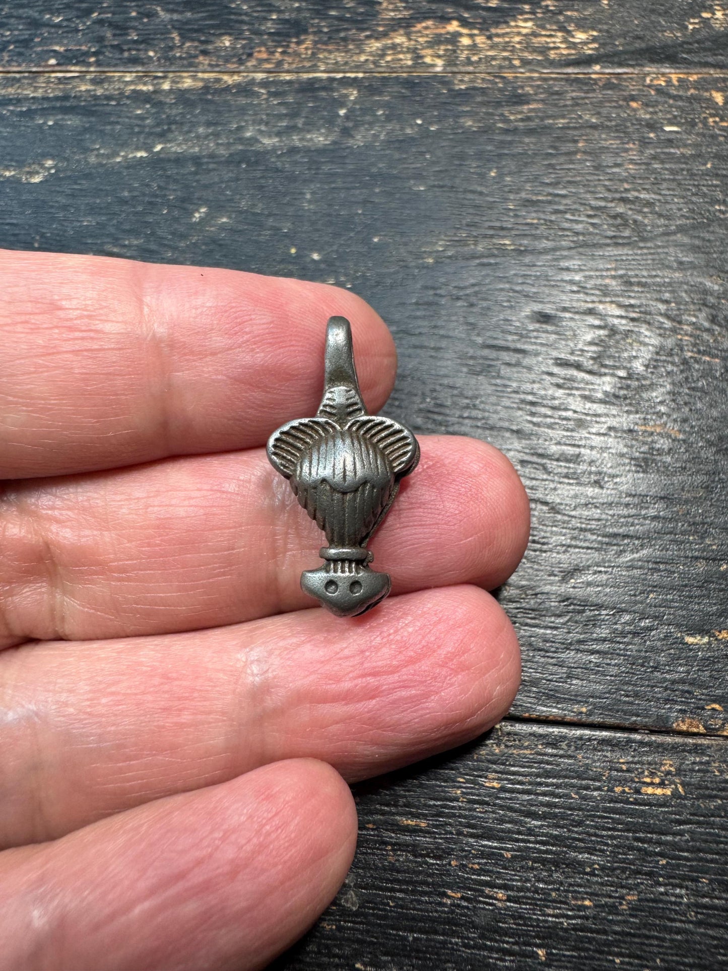 Tibetan Sky Iron Treasure Vase Pendant – Thokcha Style Amulet, Himalayan Talisman Charm, Rustic Sacred Symbol Pendant