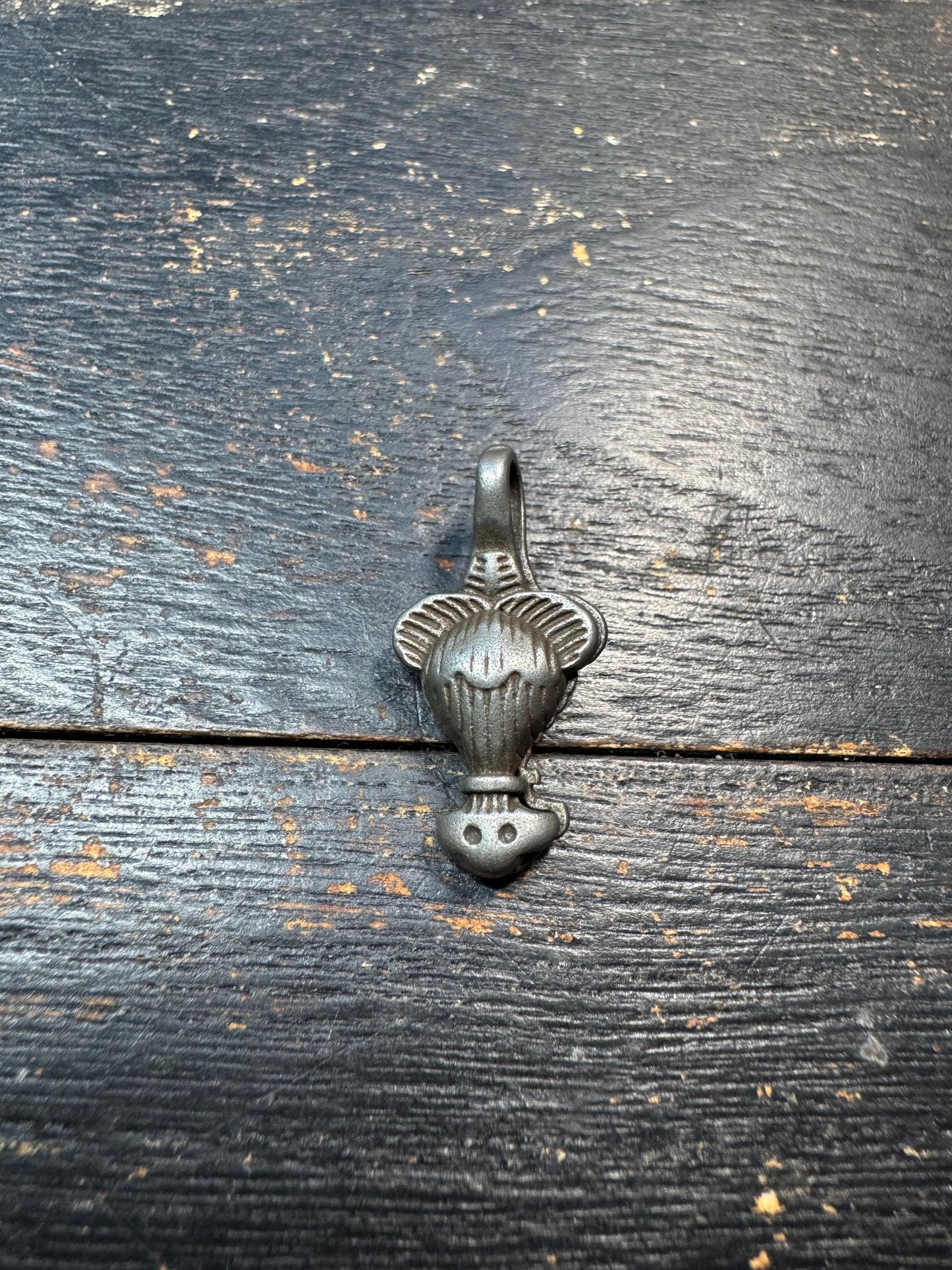 Tibetan Sky Iron Treasure Vase Pendant – Thokcha Style Amulet, Himalayan Talisman Charm, Rustic Sacred Symbol Pendant