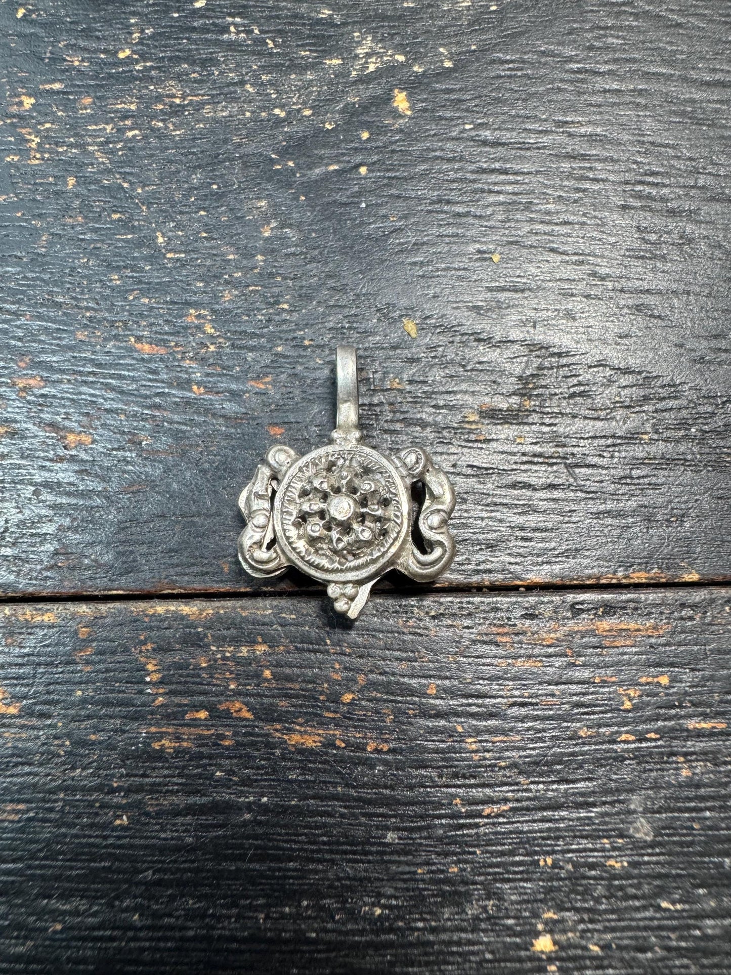 Sterling Silver Dharma Wheel Mala Counter Clip, Tibetan Ashtamangala Prayer Beads Accessory, 925 Silver Buddhist Amulet