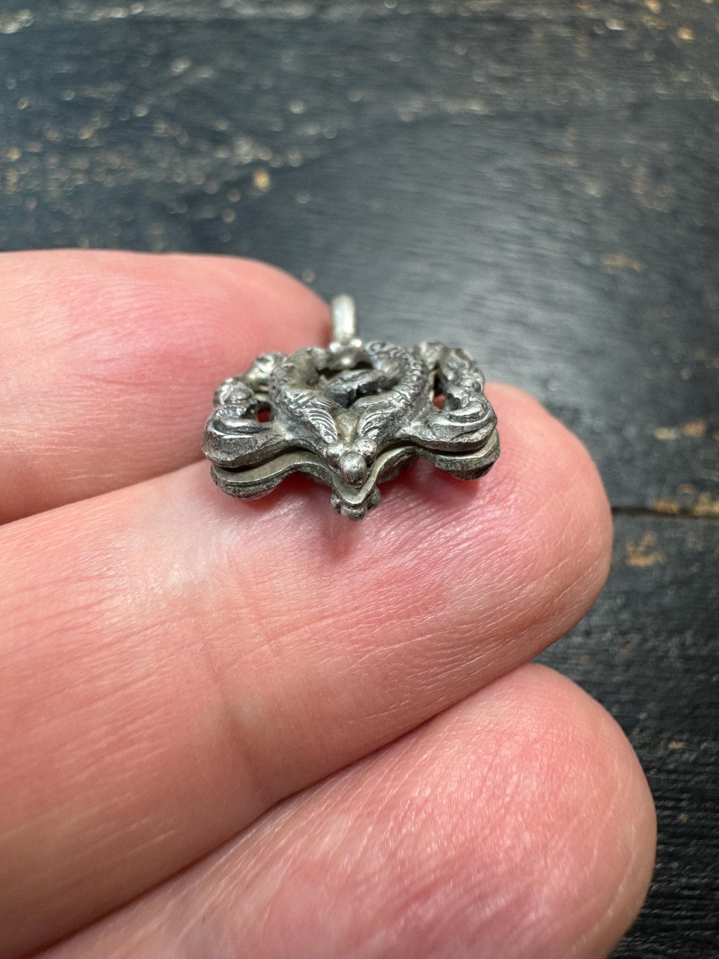 Sterling Silver Double Fish Mala Counter Clip, Tibetan Ashtamangala Prayer Beads Accessory, 925 Silver Buddhist Amulet