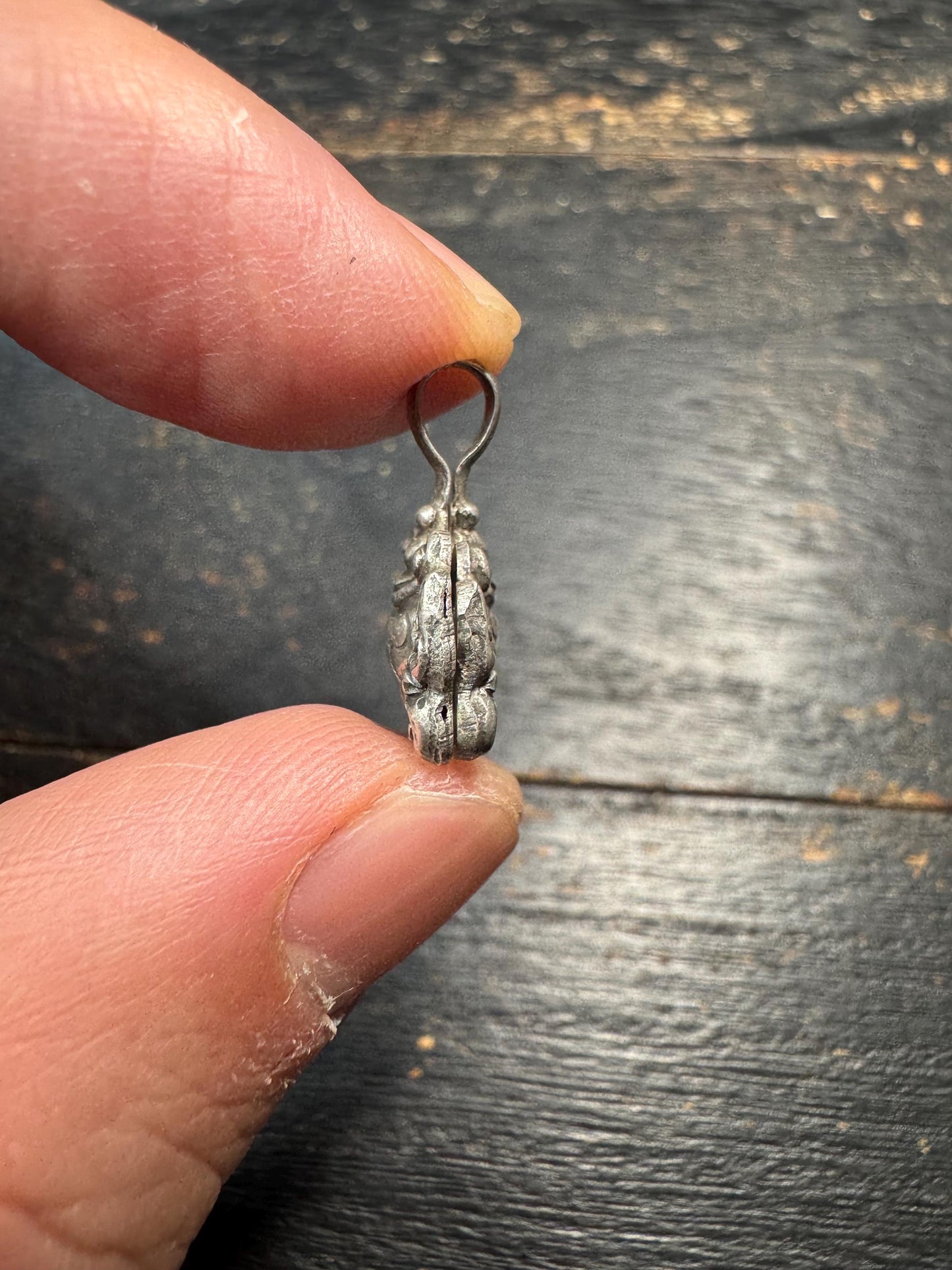 Sterling Silver Treasure Vase Mala Counter Clip, Tibetan Ashtamangala Prayer Beads Accessory, 925 Silver Buddhist Amulet Clip