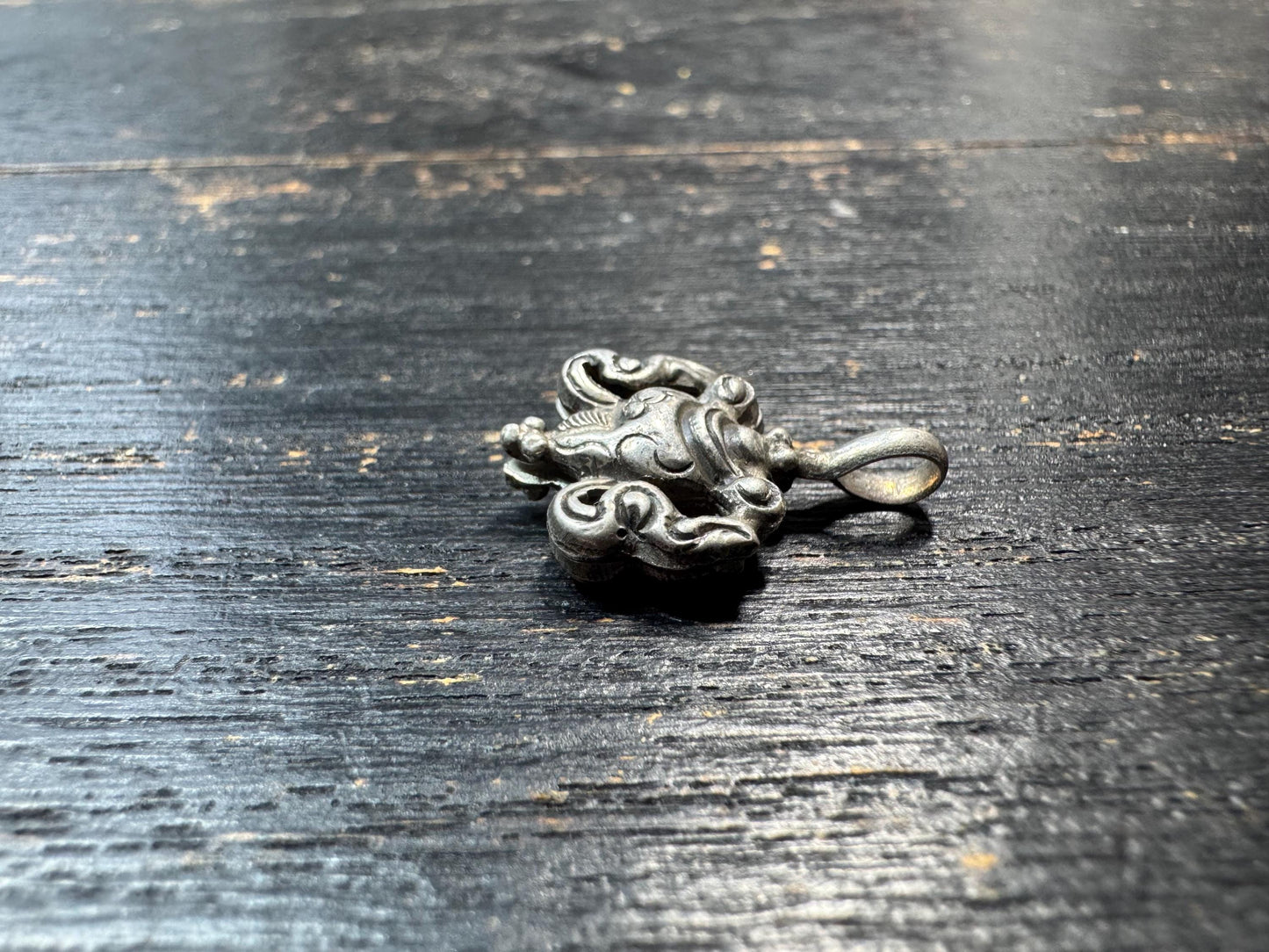 Sterling Silver Treasure Vase Mala Counter Clip, Tibetan Ashtamangala Prayer Beads Accessory, 925 Silver Buddhist Amulet Clip
