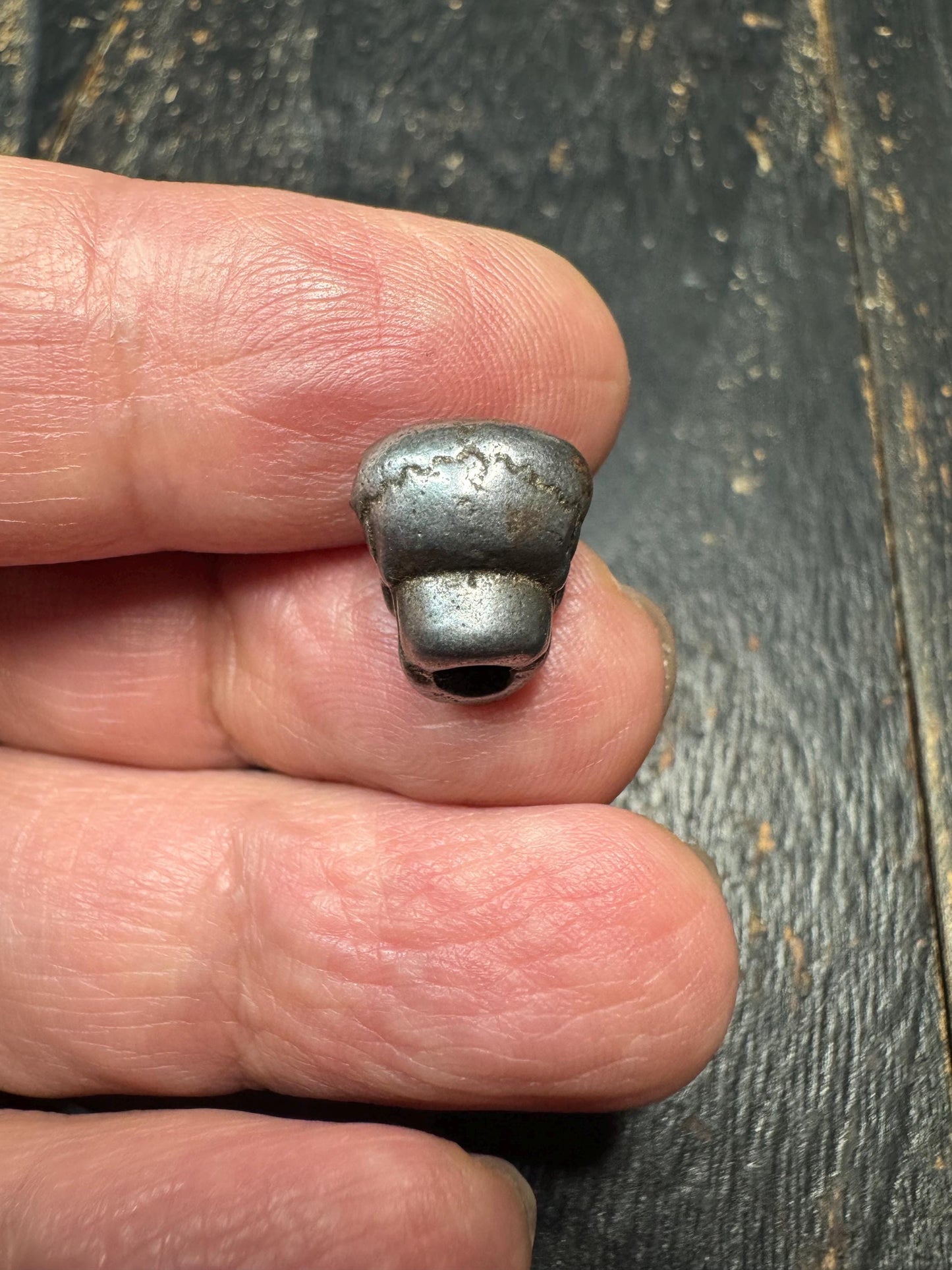 Tibetan Thokcha Skull Bead Smasana Charnel Ground, Thunder Iron Mala Guru Bead, Nepal Buddhist Protector Talisman, Vintage Sky Iron Charm
