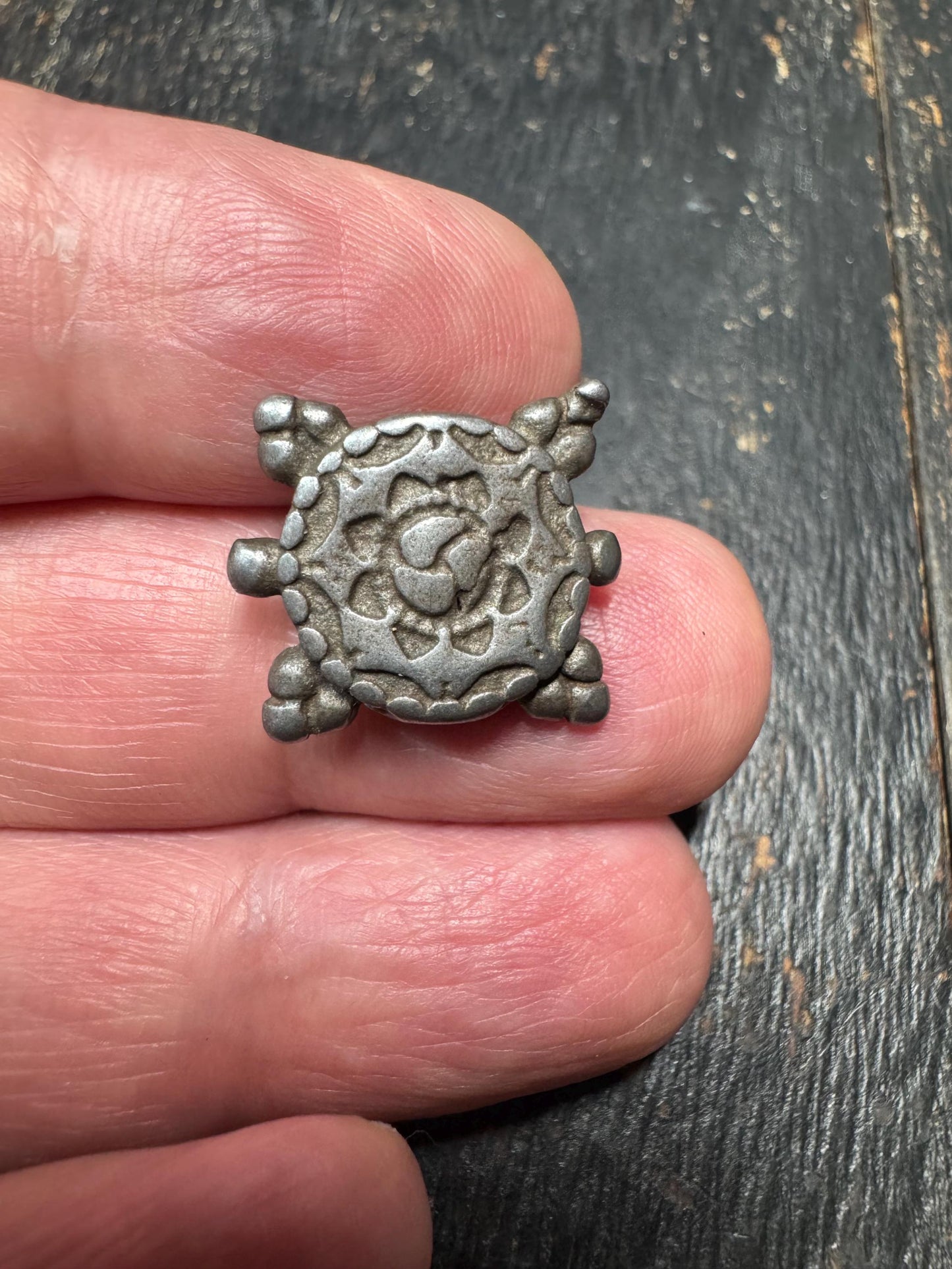 Handcrafted Tibet Iron Dharma Wheel Charm - Nepal Buddhist Spiritual Jewelry for Meditation