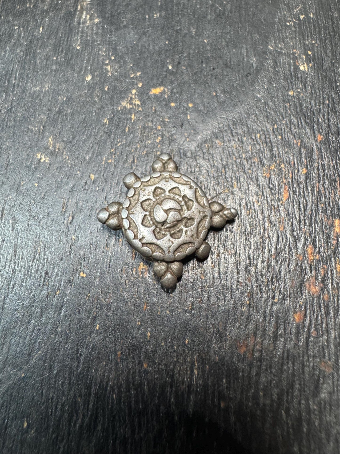 Handcrafted Tibet Iron Dharma Wheel Charm - Nepal Buddhist Spiritual Jewelry for Meditation