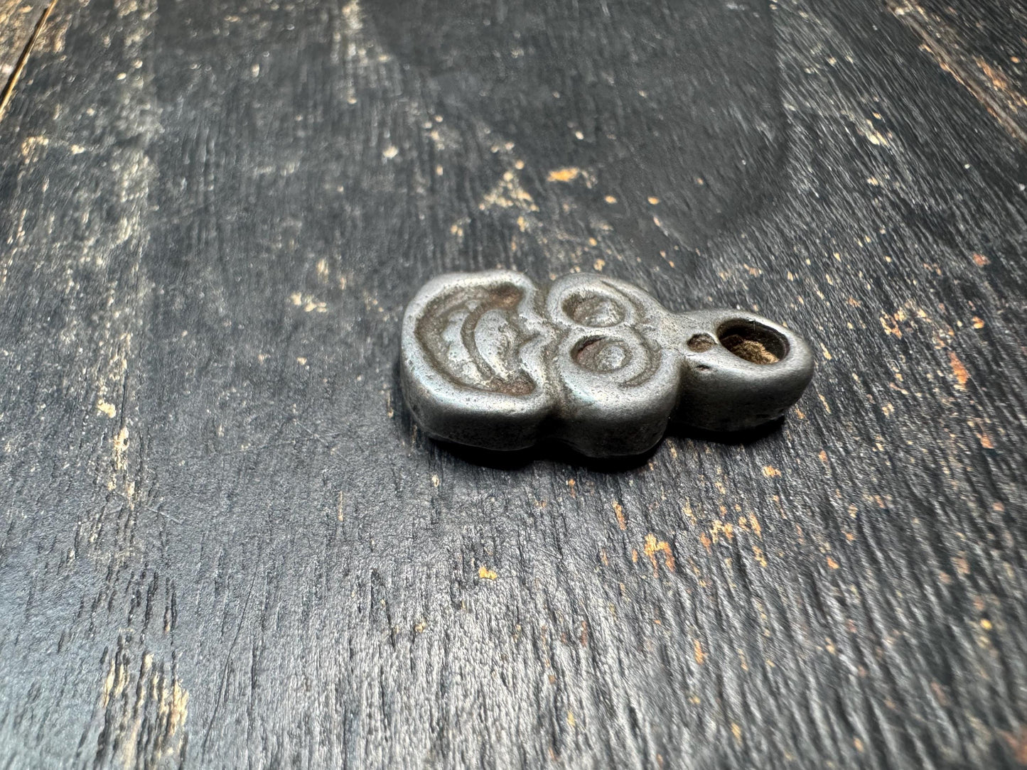 Nepalese Iron Skull Charm - Vajrayana Dharma Amulet for Spiritual Protection