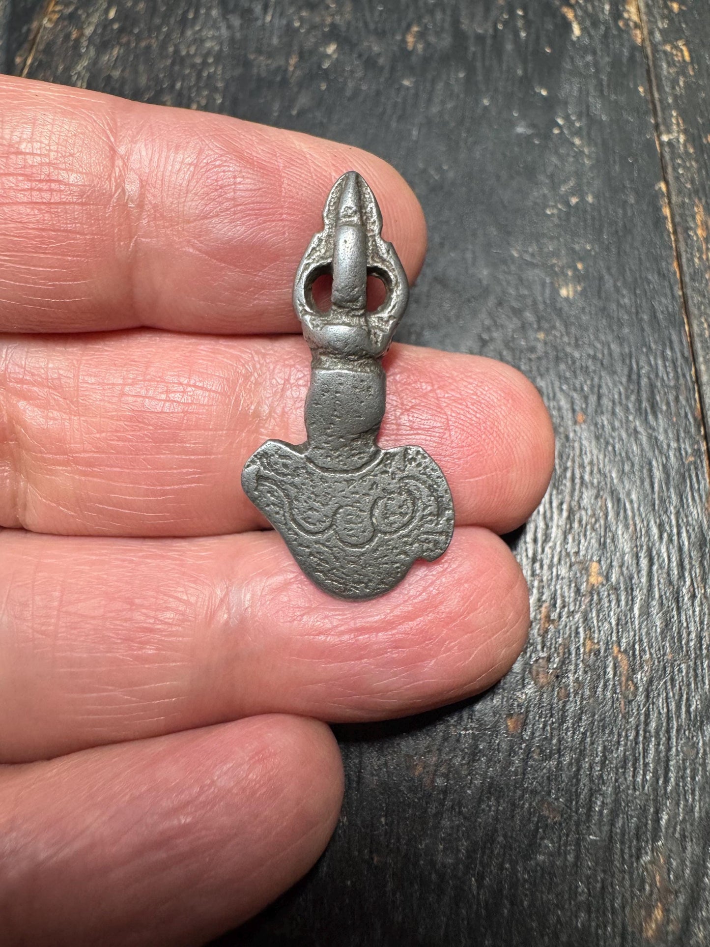 Tibetan Thokcha Iron Kartika Pendant – Ritual Crescent Knife Amulet – Himalayan Tantric Talisman – Protective Spiritual Pendant
