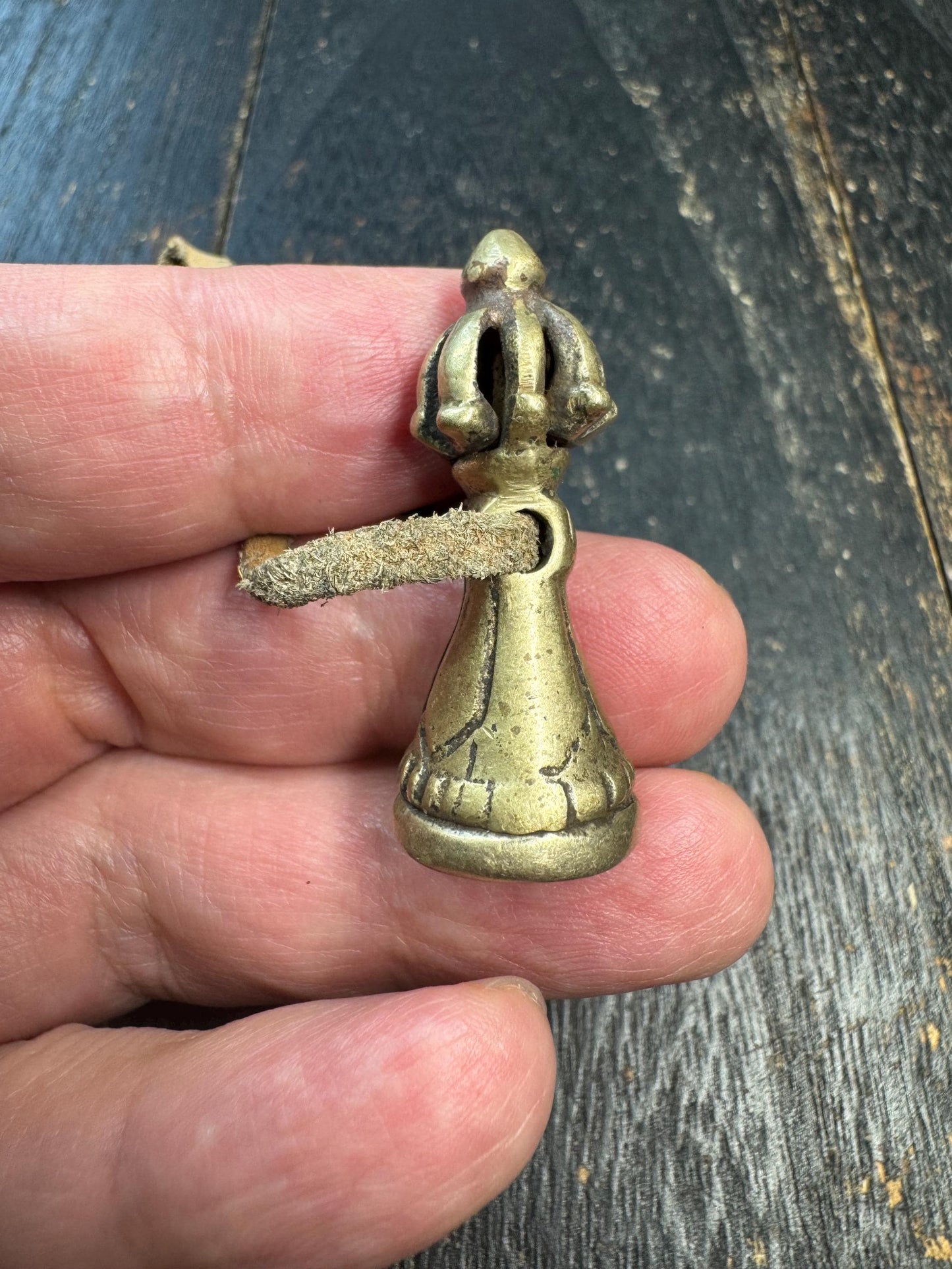 Old Tibetan Bronze Vajra Seal Pendant, Buddhist Dorje Stamp Amulet, Vintage Himalayan Talisman Charm