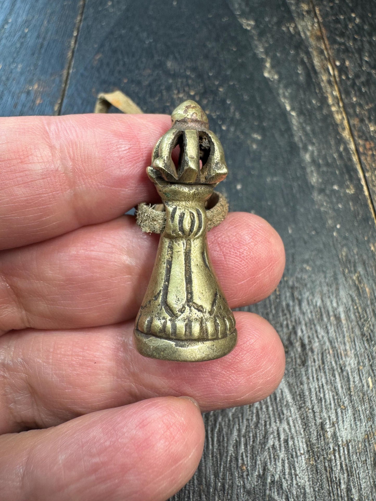 Old Tibetan Bronze Vajra Seal Pendant, Buddhist Dorje Stamp Amulet, Vintage Himalayan Talisman Charm