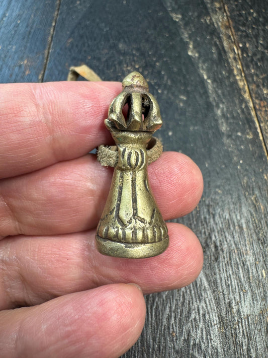Old Tibetan Bronze Vajra Seal Pendant, Buddhist Dorje Stamp Amulet, Vintage Himalayan Talisman Charm