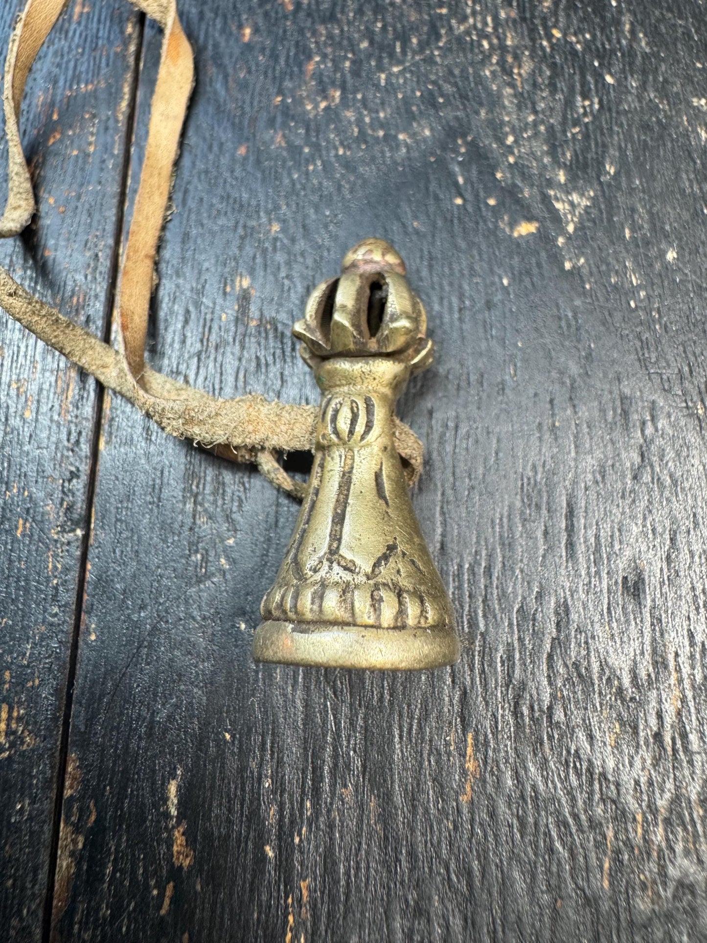Old Tibetan Bronze Vajra Seal Pendant, Buddhist Dorje Stamp Amulet, Vintage Himalayan Talisman Charm