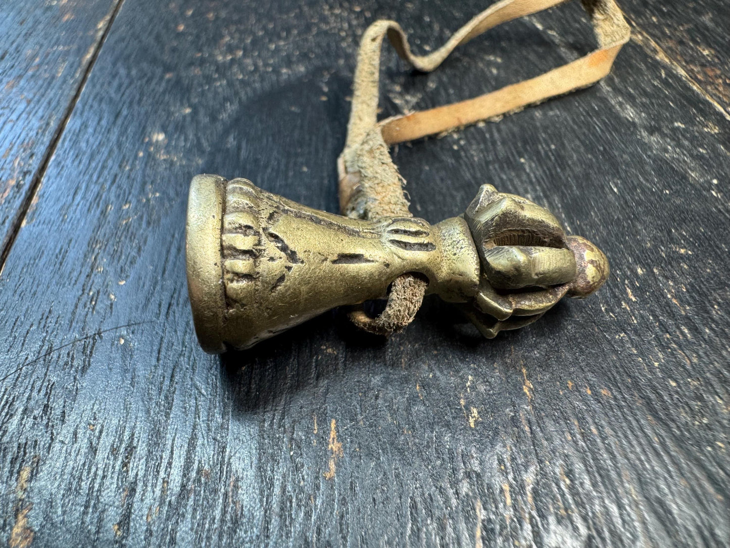 Old Tibetan Bronze Vajra Seal Pendant, Buddhist Dorje Stamp Amulet, Vintage Himalayan Talisman Charm