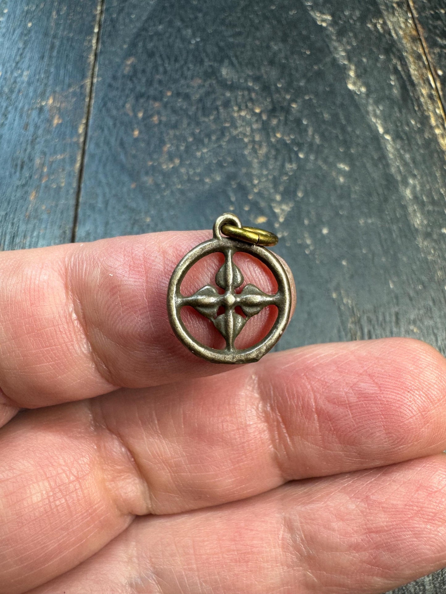 Mini Brass Double Vajra Pendant, Tibetan Cross Vajra Dorje Amulet, Buddhist Protective Charm, Himalayan Spiritual Talisman