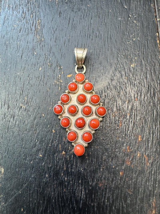 925 Sterling Silver Coral Pendant | Tibetan Style Red Coral Amulet | Vintage Ethnic Statement Necklace | Himalayan Spiritual Jewelry | Prote