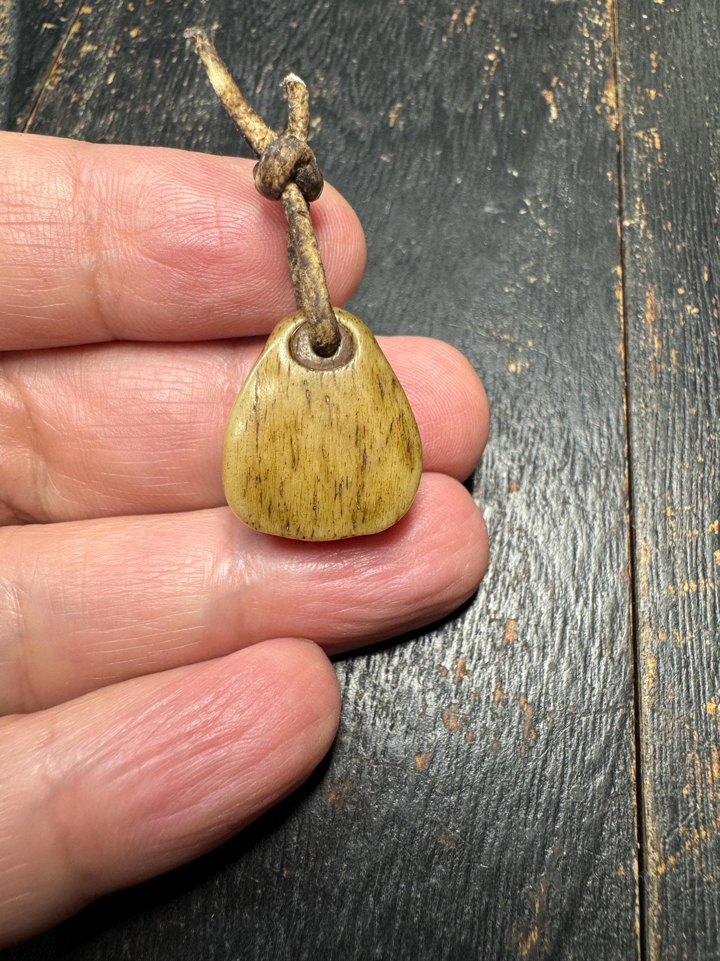 Hand Carved Yak Bone Charnel Ground Amulet with Sheepskin Cord | Tibetan Skull Spirit Pendant | Buddhist Protection Talisman | Himalayan Tri