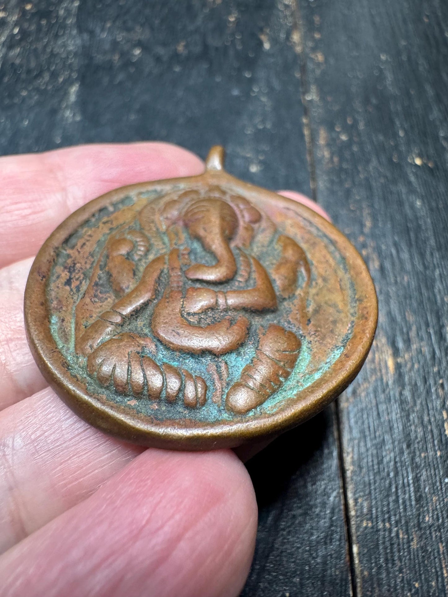 Handmade Nepalese Nine Palace Bagua Bronze Pendant with Ganesha Reverse - Tibetan Buddhist Feng Shui Amulet for Prosperity & Protection