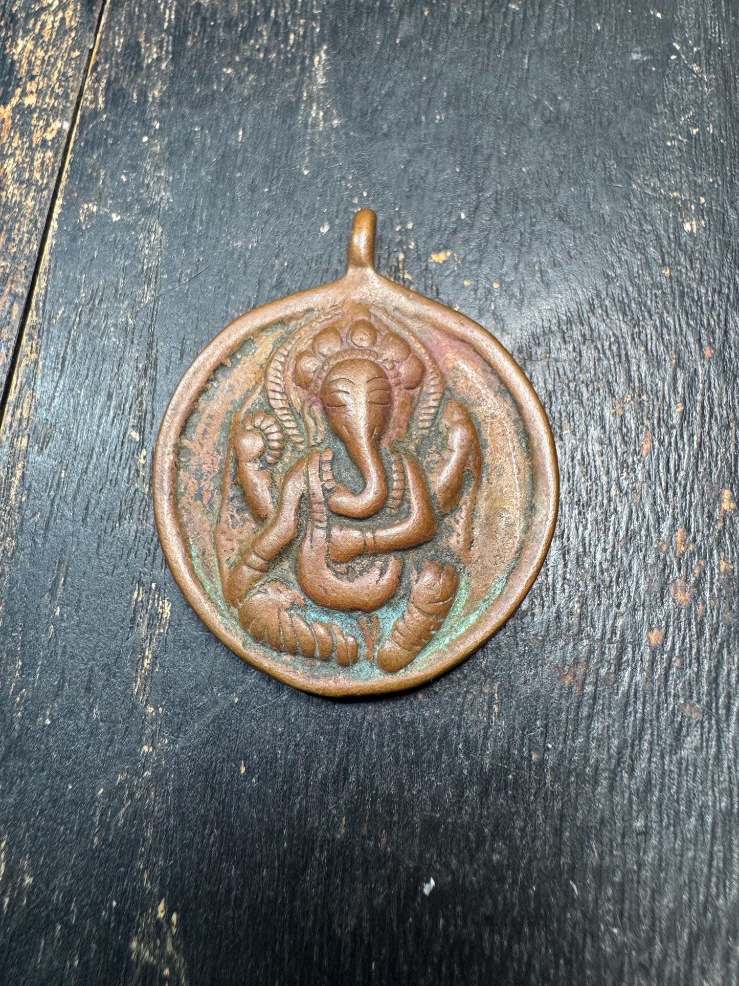 Handmade Nepalese Nine Palace Bagua Bronze Pendant with Ganesha Reverse - Tibetan Buddhist Feng Shui Amulet for Prosperity & Protection