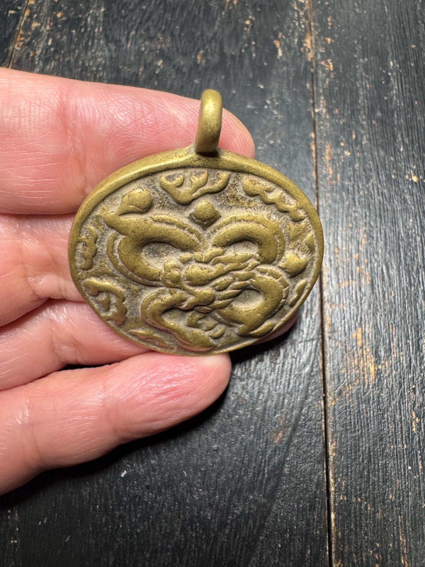Handmade Tibetan Nine Palace Bagua Bronze Pendant with Endless Knot Dragons Back - Feng Shui Buddhist Amulet Necklace Charm