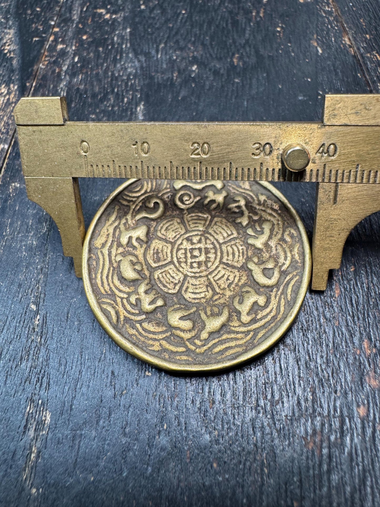 Handmade Tibetan Nine Palace Bagua Bronze Pendant with Endless Knot Dragons Back - Feng Shui Buddhist Amulet Necklace Charm