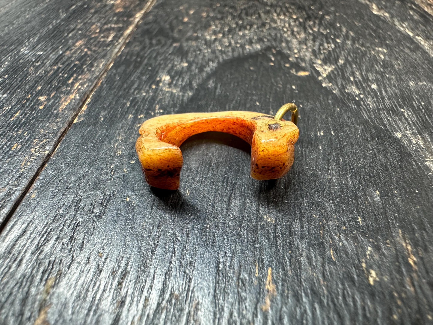Carved Yak Bone Crescent Pendant, Tibetan Spiritual Amulet, Shamanic Yak Bone Tusk Charm, Himalayan Protective Talisman