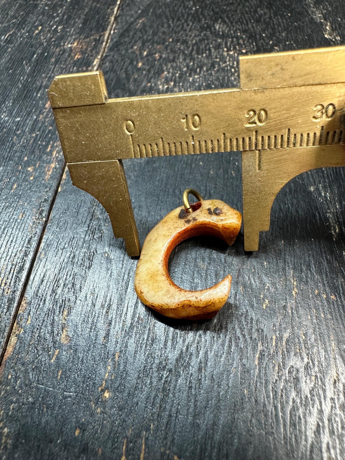 Carved Yak Bone Crescent Pendant, Tibetan Spiritual Amulet, Shamanic Yak Bone Tusk Charm, Himalayan Protective Talisman