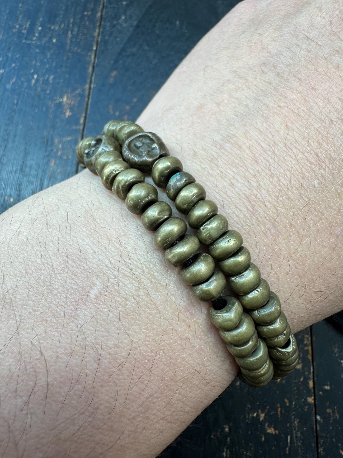 Vintage Brass Mala 108 Beads, Tibetan Prayer Beads Necklace, Wrap Mala Bracelet, Adjustable Buddhist Meditation Mala