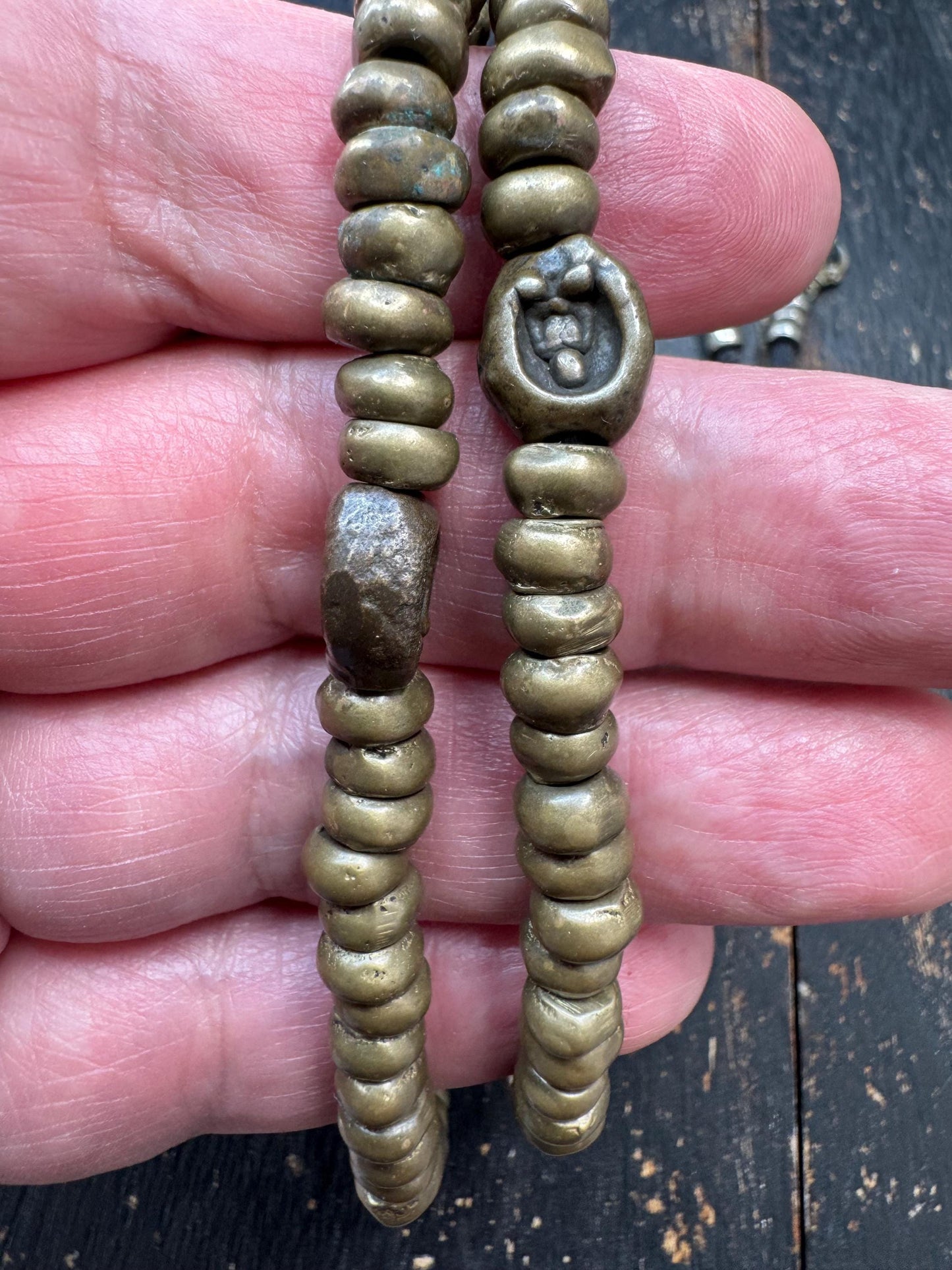 Vintage Brass Mala 108 Beads, Tibetan Prayer Beads Necklace, Wrap Mala Bracelet, Adjustable Buddhist Meditation Mala