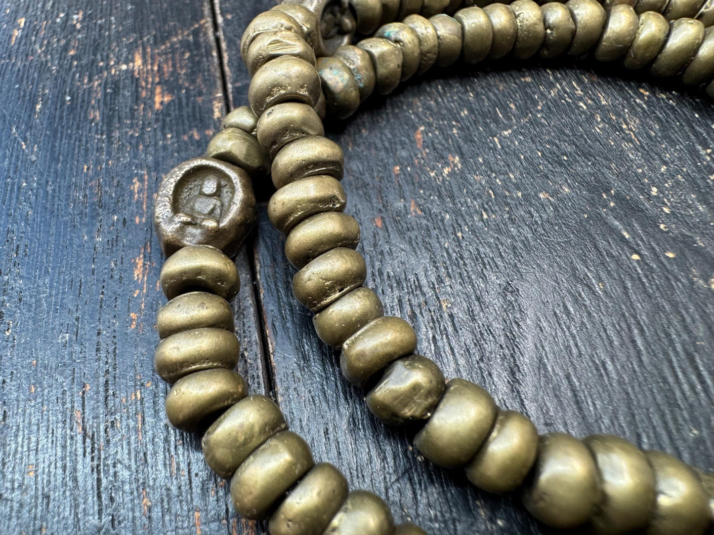 Vintage Brass Mala 108 Beads, Tibetan Prayer Beads Necklace, Wrap Mala Bracelet, Adjustable Buddhist Meditation Mala